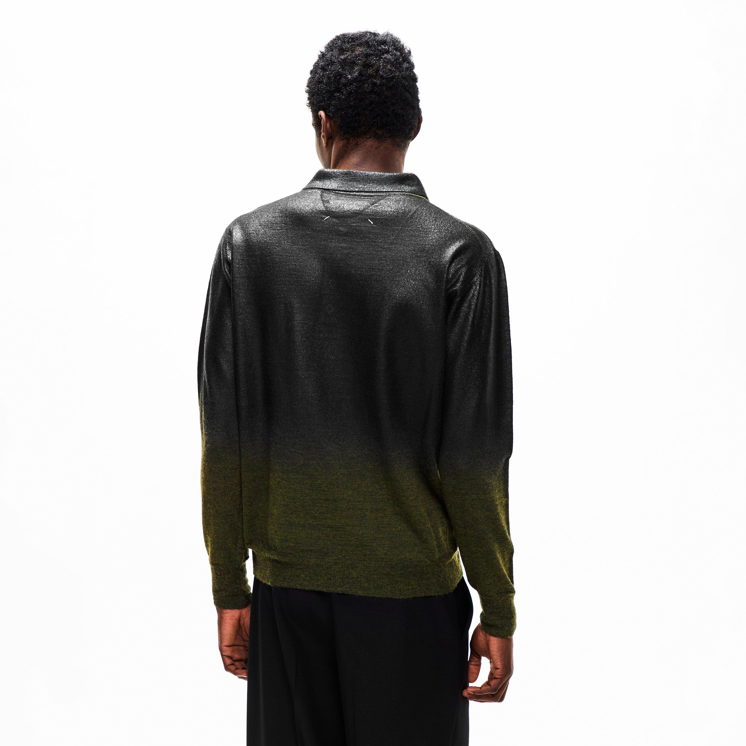 Green/Black - Maison Margiela - MMM Foil Knit Polo  Sn61 - 4