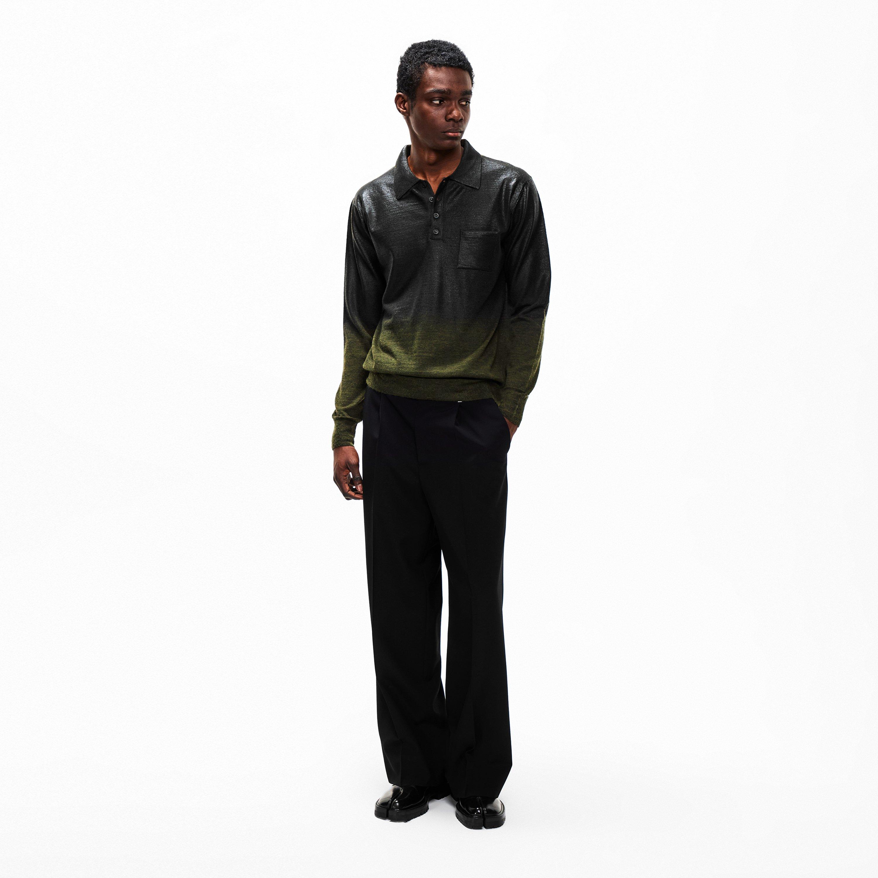 Green/Black - Maison Margiela - MMM Foil Knit Polo  Sn61 - 6