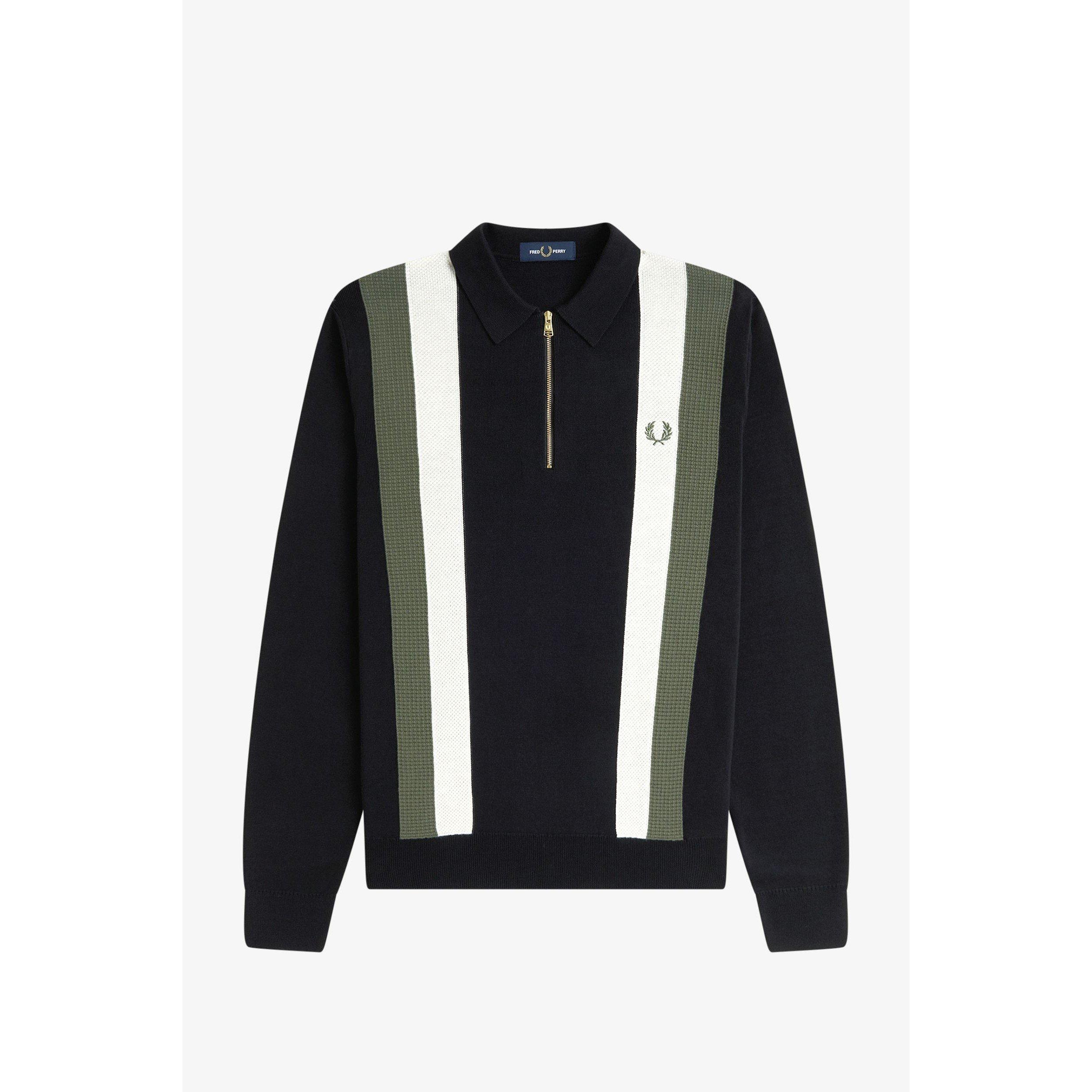 FRED PERRY ストライプベロアシャツ ハーフジップ Fred Perry Zipped Striped Shirt | Flannels