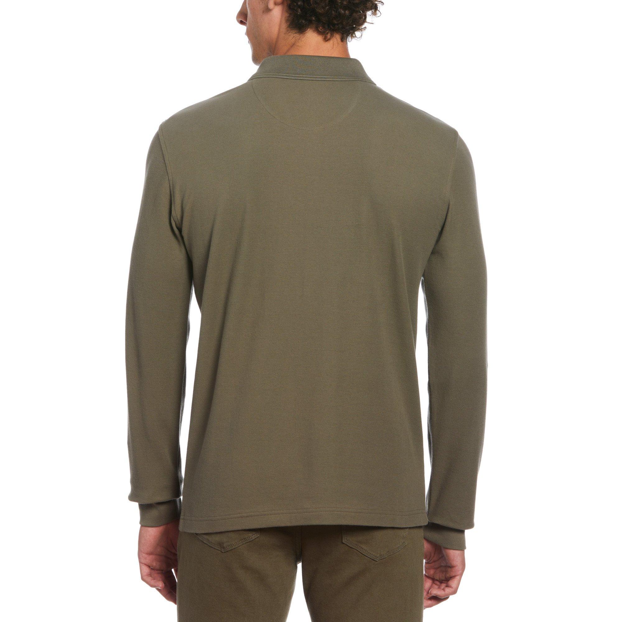 Verde oliva polvoriento - Original Penguin - Men's Long-Sleeve Pique Polo Shirt - 2