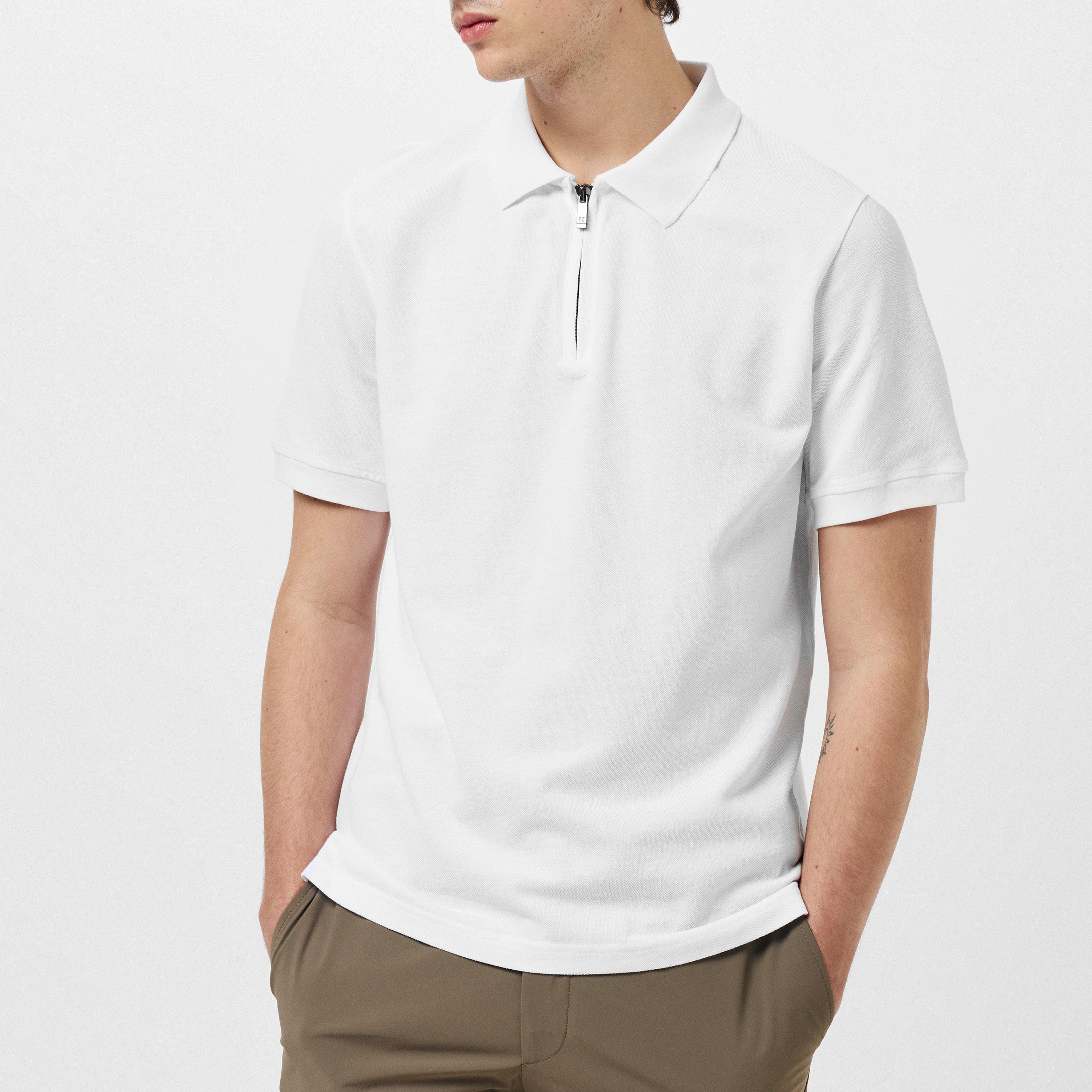 White 82 - Pal Zileri - Short Sleeved Zip Polo Shirt - 3