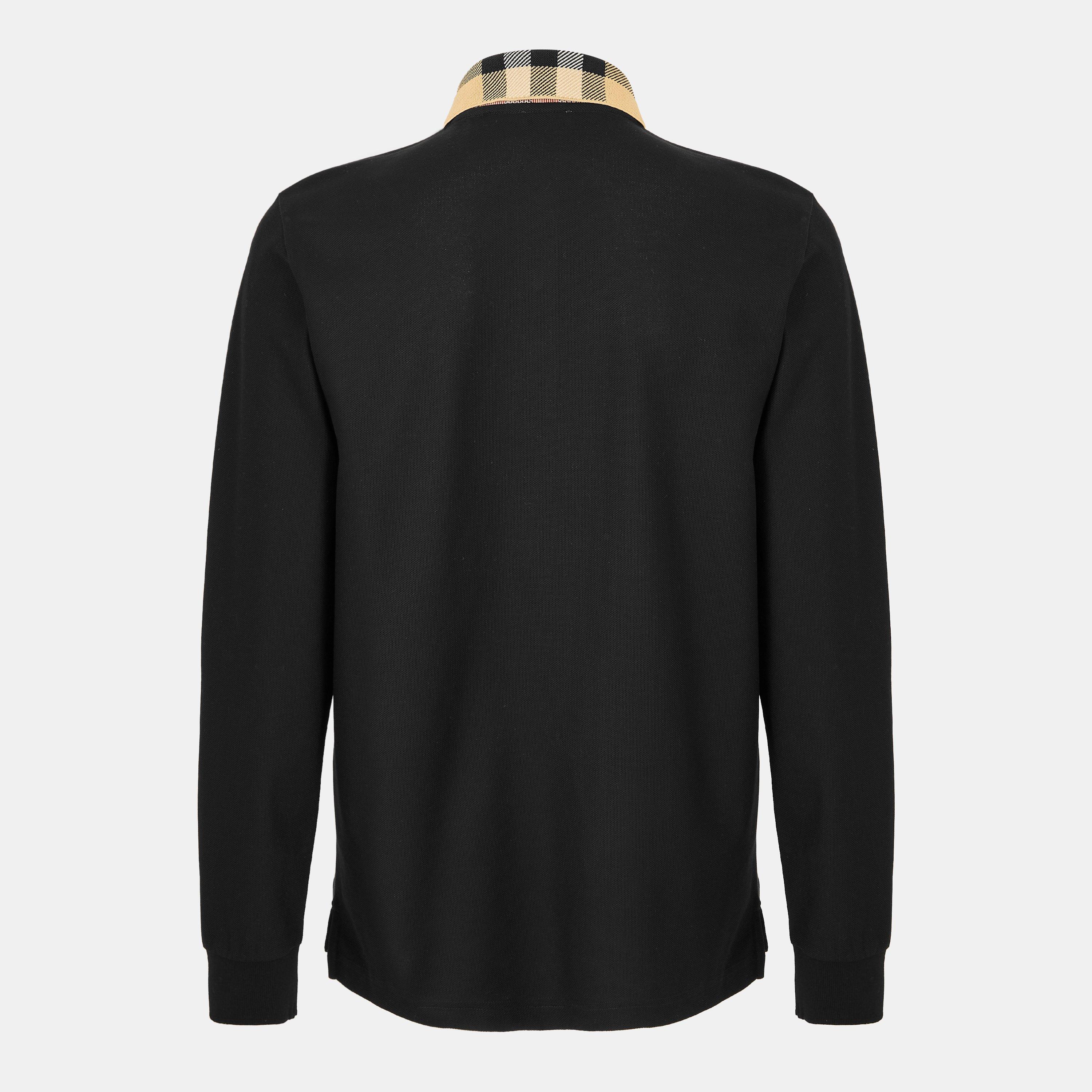 Black - Burberry - Men's Long-Sleeve Polo - 2