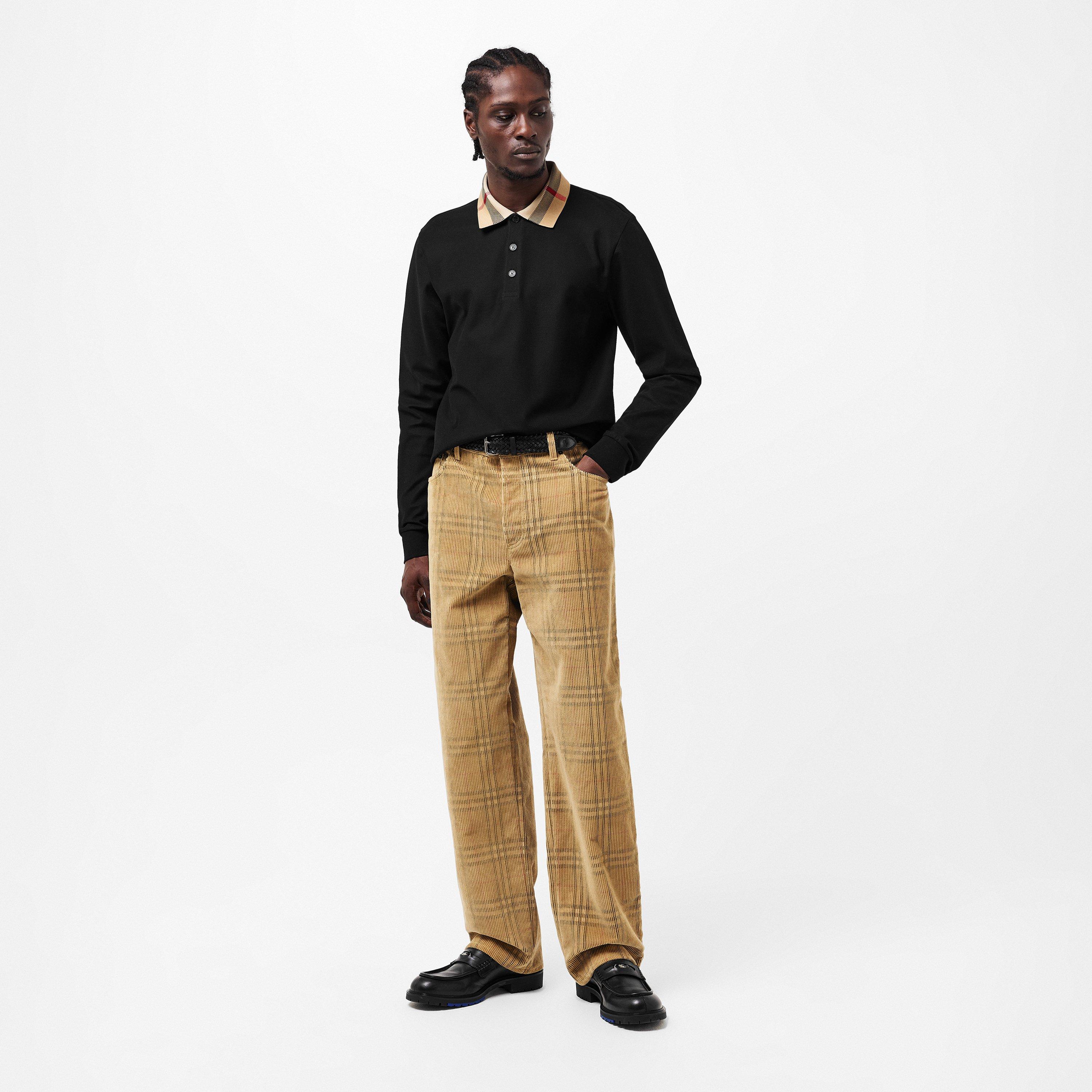 Black - Burberry - Men's Long-Sleeve Polo - 6