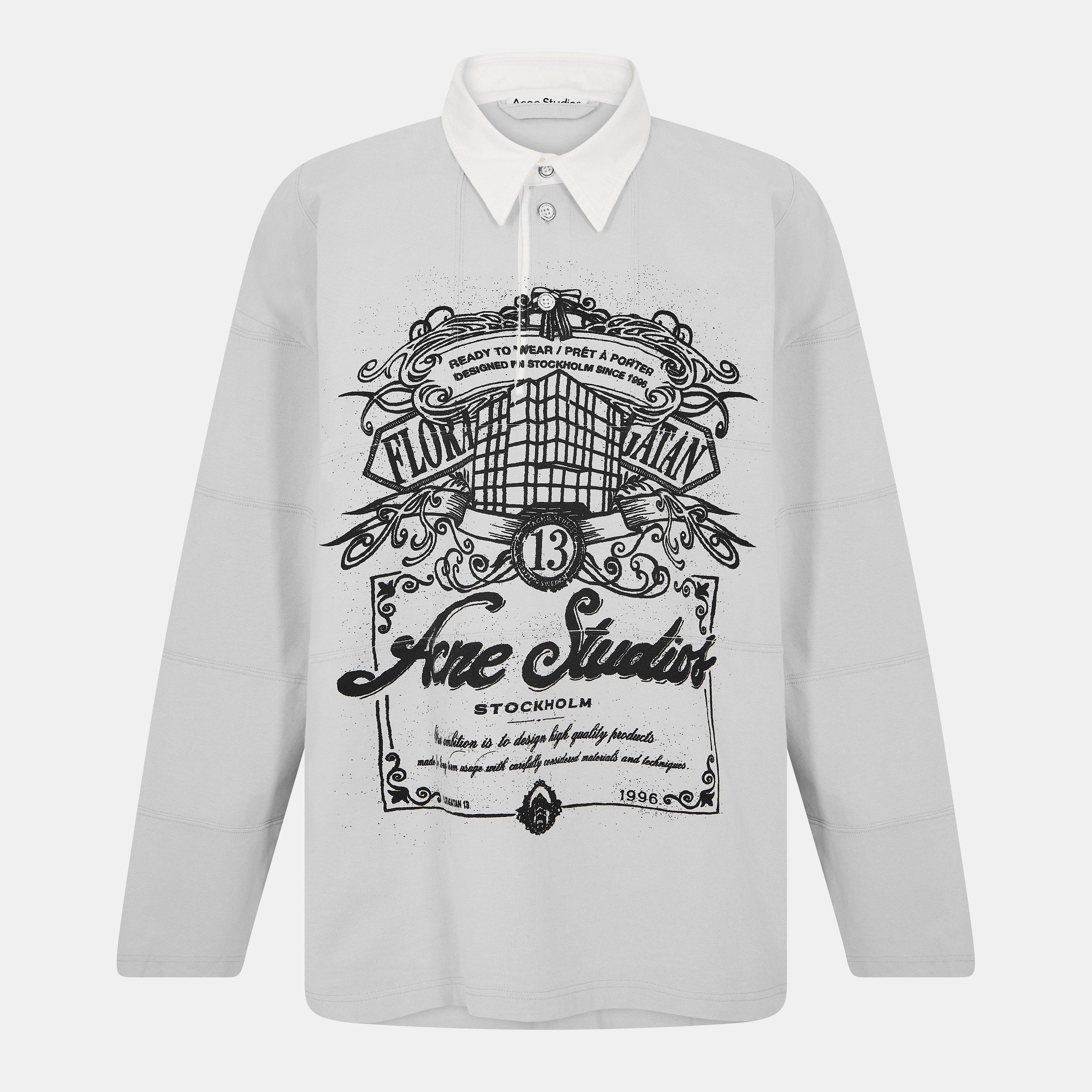 Grey - Acne Studios - Men's Erber Long-Sleeve Polo Shirt - 1