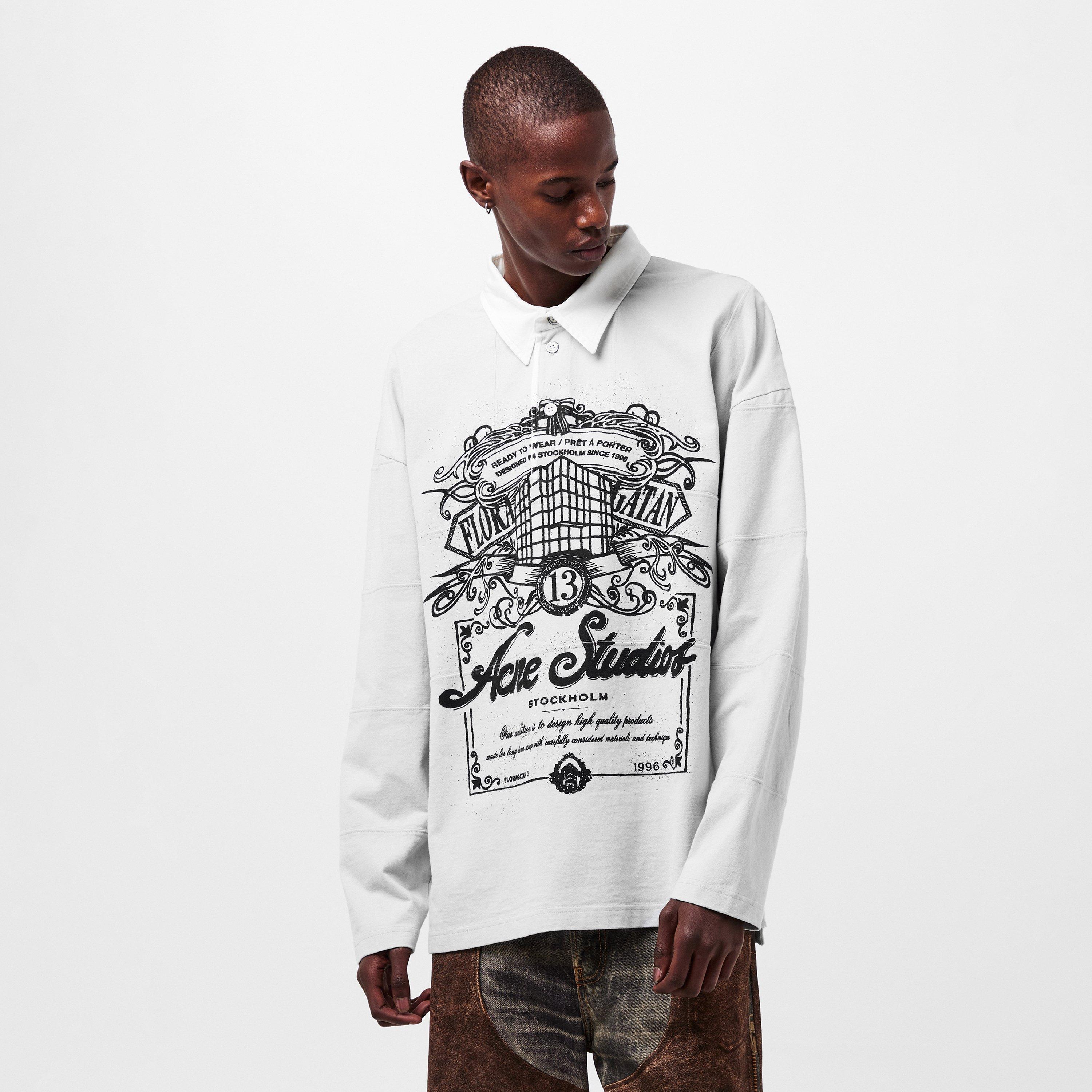 Grey - Acne Studios - Men's Erber Long-Sleeve Polo Shirt - 3