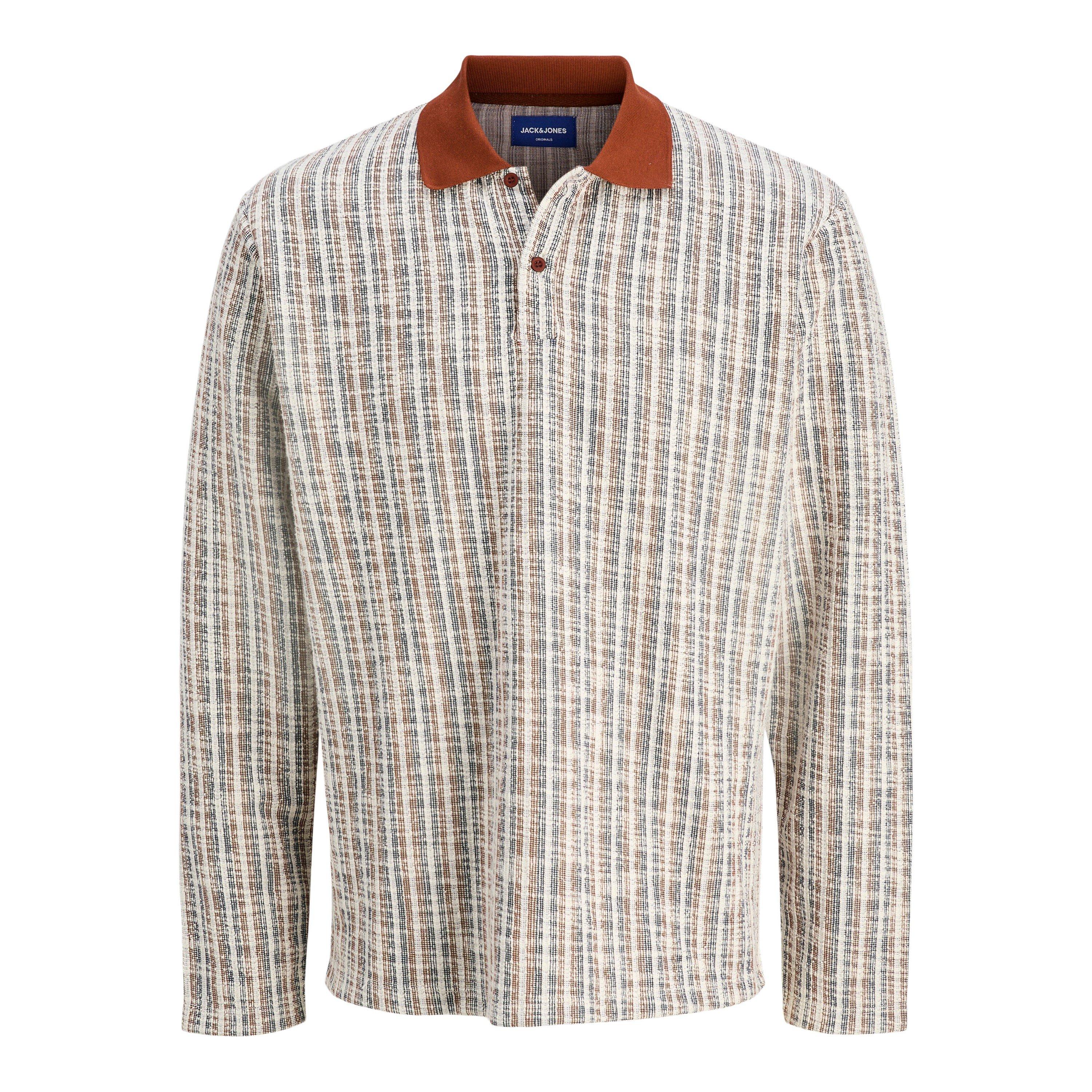 Jack And Jones Men's Long-Sleeve Polo Shirt - Brandy Brown - L
