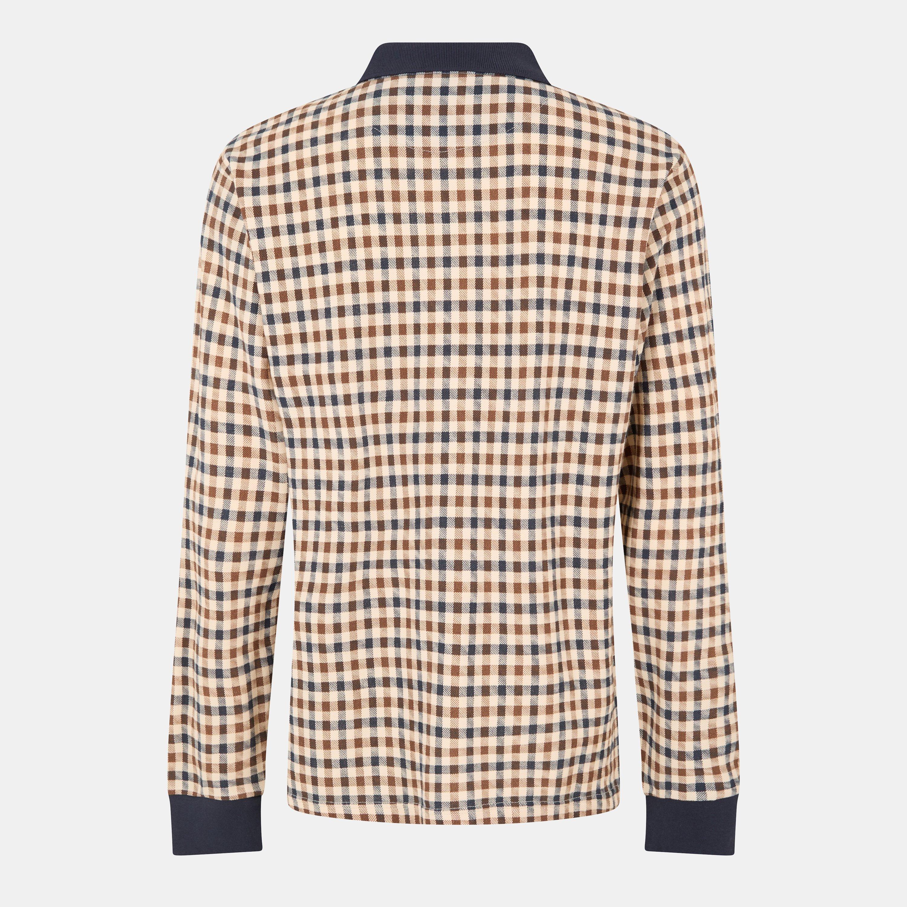 Check - Aquascutum - Men's AquAct Check Long-Sleeve Polo Shirt - 2