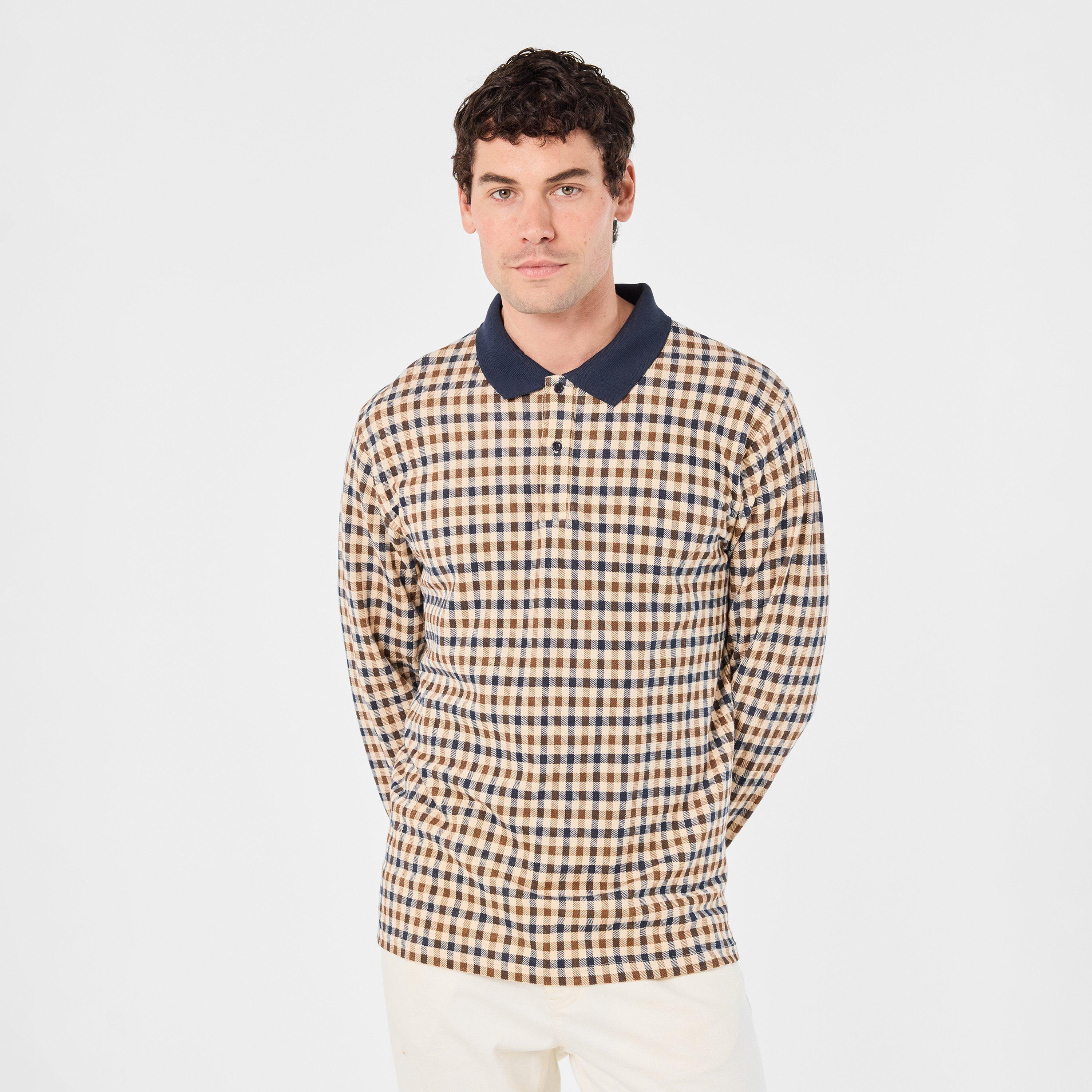 Check - Aquascutum - Men's AquAct Check Long-Sleeve Polo Shirt - 3