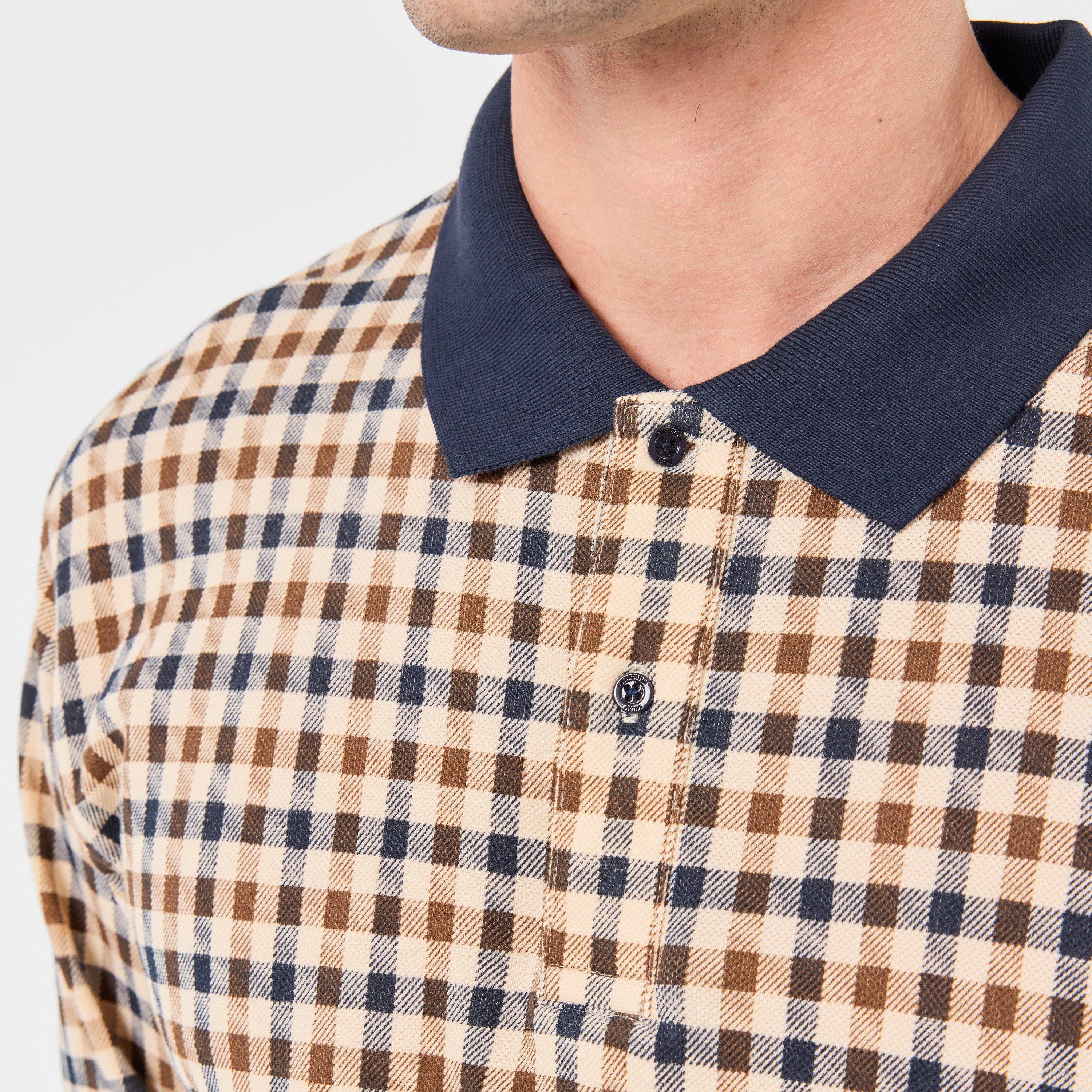 Check - Aquascutum - Men's AquAct Check Long-Sleeve Polo Shirt - 5