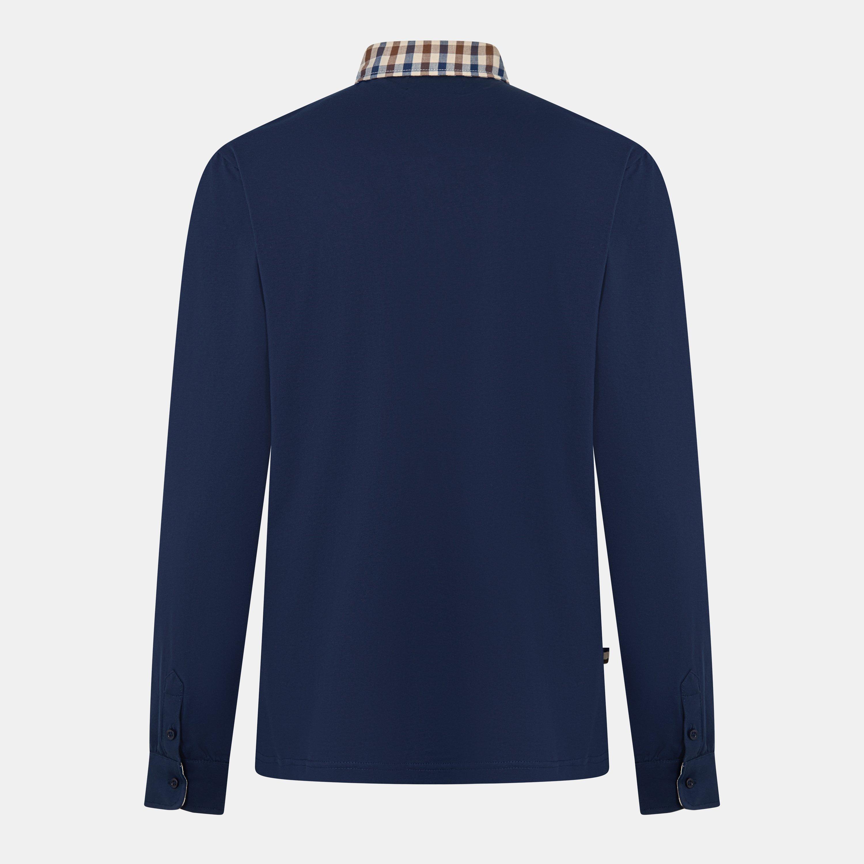 Check - Aquascutum - Men's AquAct Long-Sleeve Polo Shirt - 2