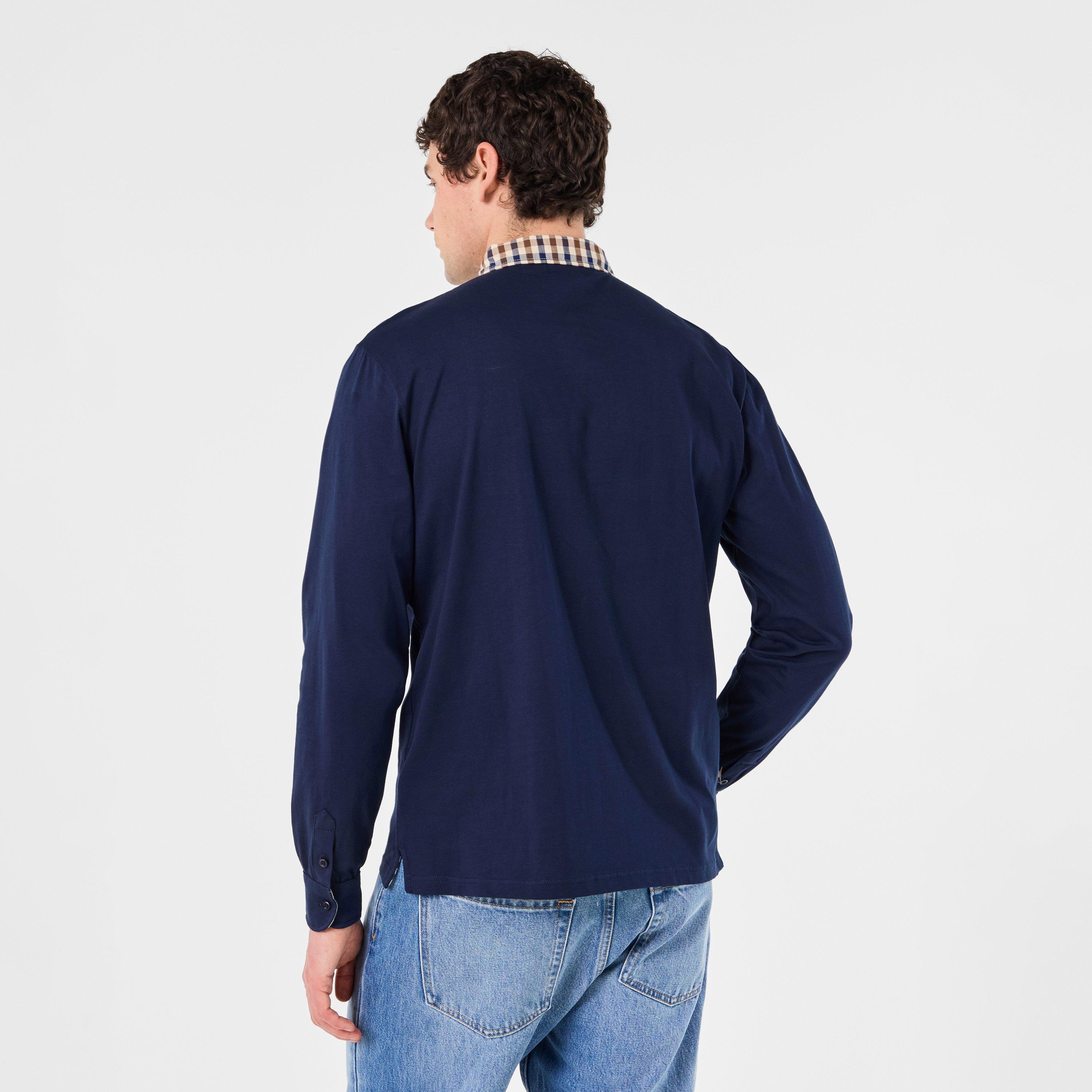 Check - Aquascutum - Men's AquAct Long-Sleeve Polo Shirt - 4