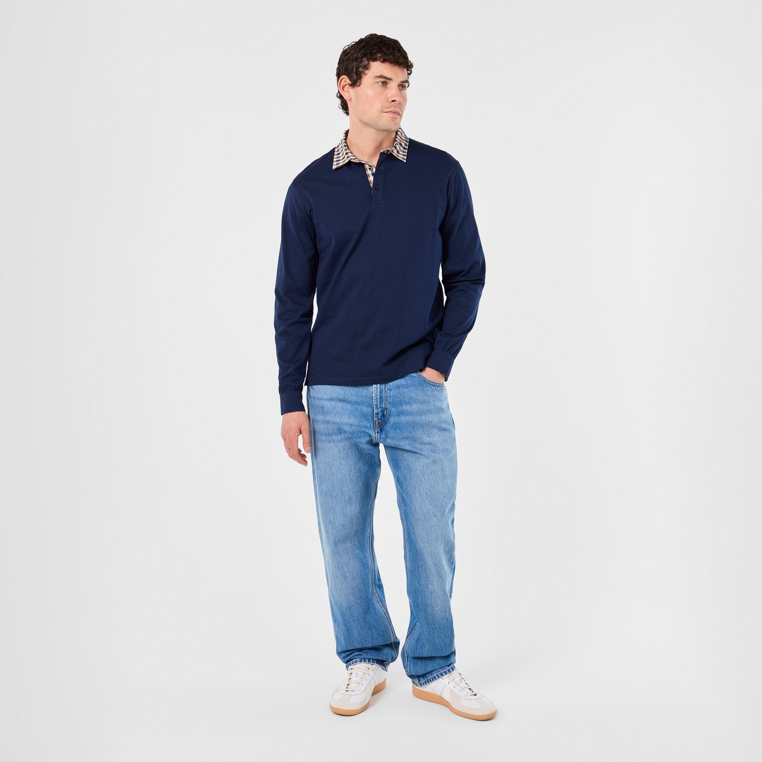 Check - Aquascutum - Men's AquAct Long-Sleeve Polo Shirt - 6