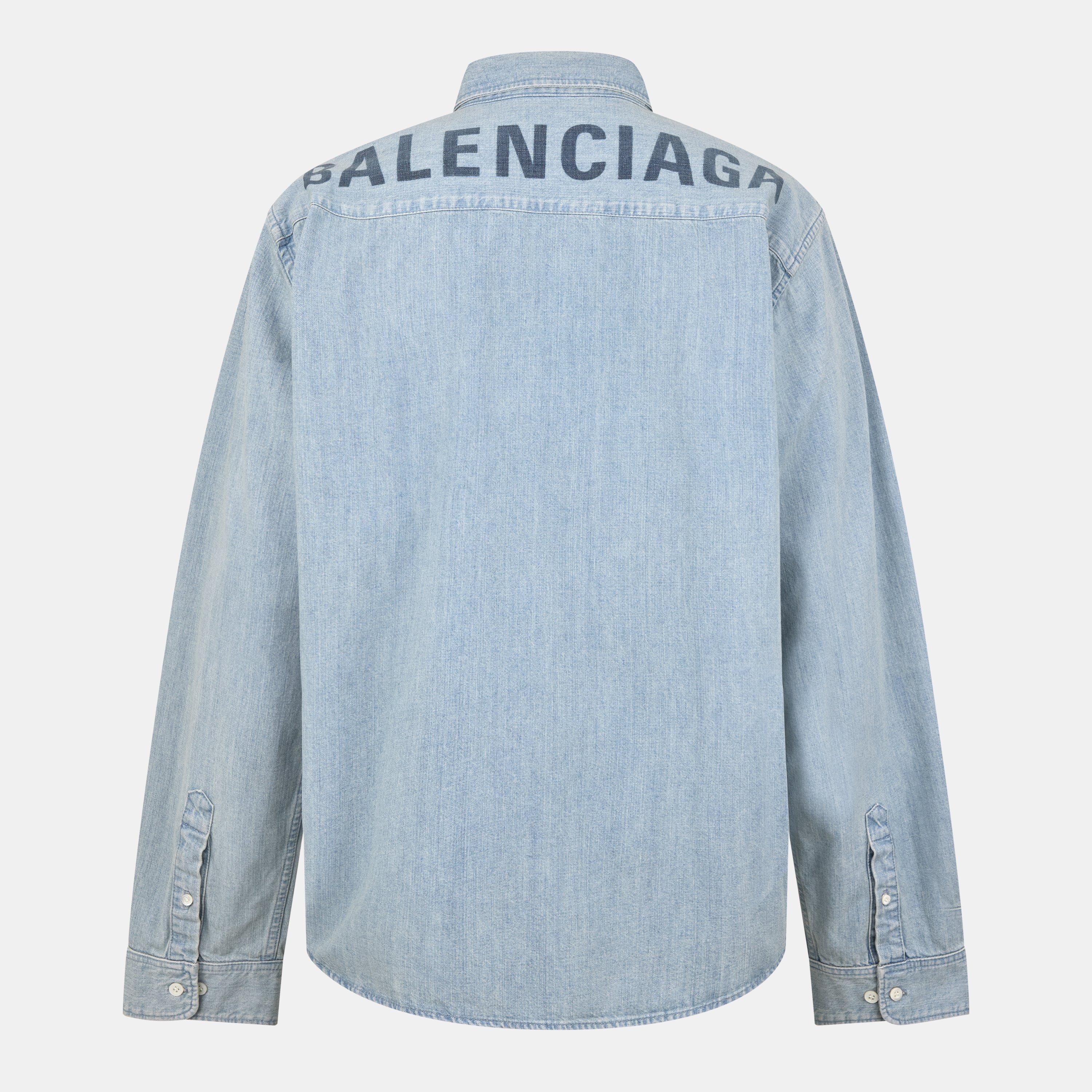 Clear Blue - Balenciaga - Men's Long-Sleeve Polo - 2