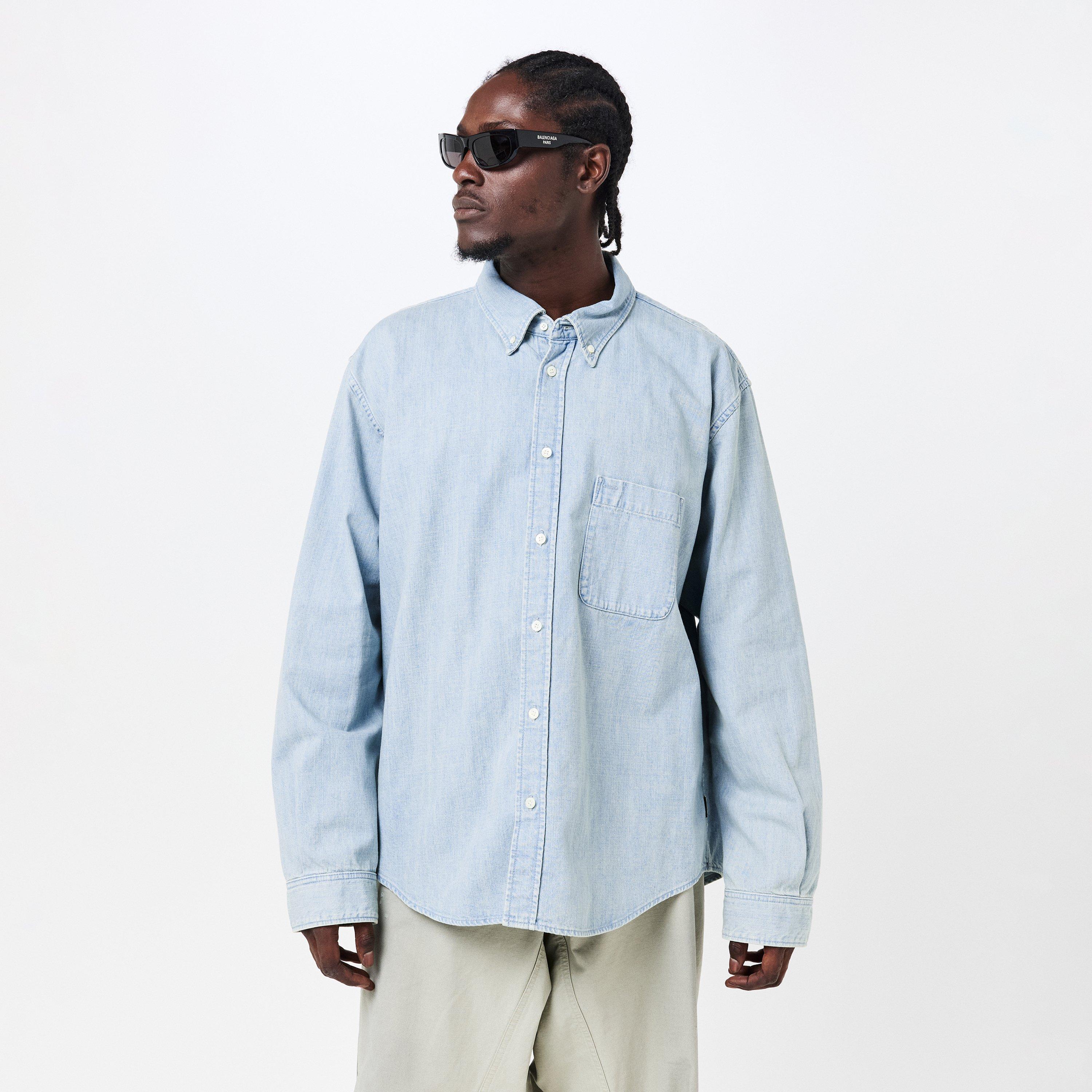 Clear Blue - Balenciaga - Men's Long-Sleeve Polo - 3