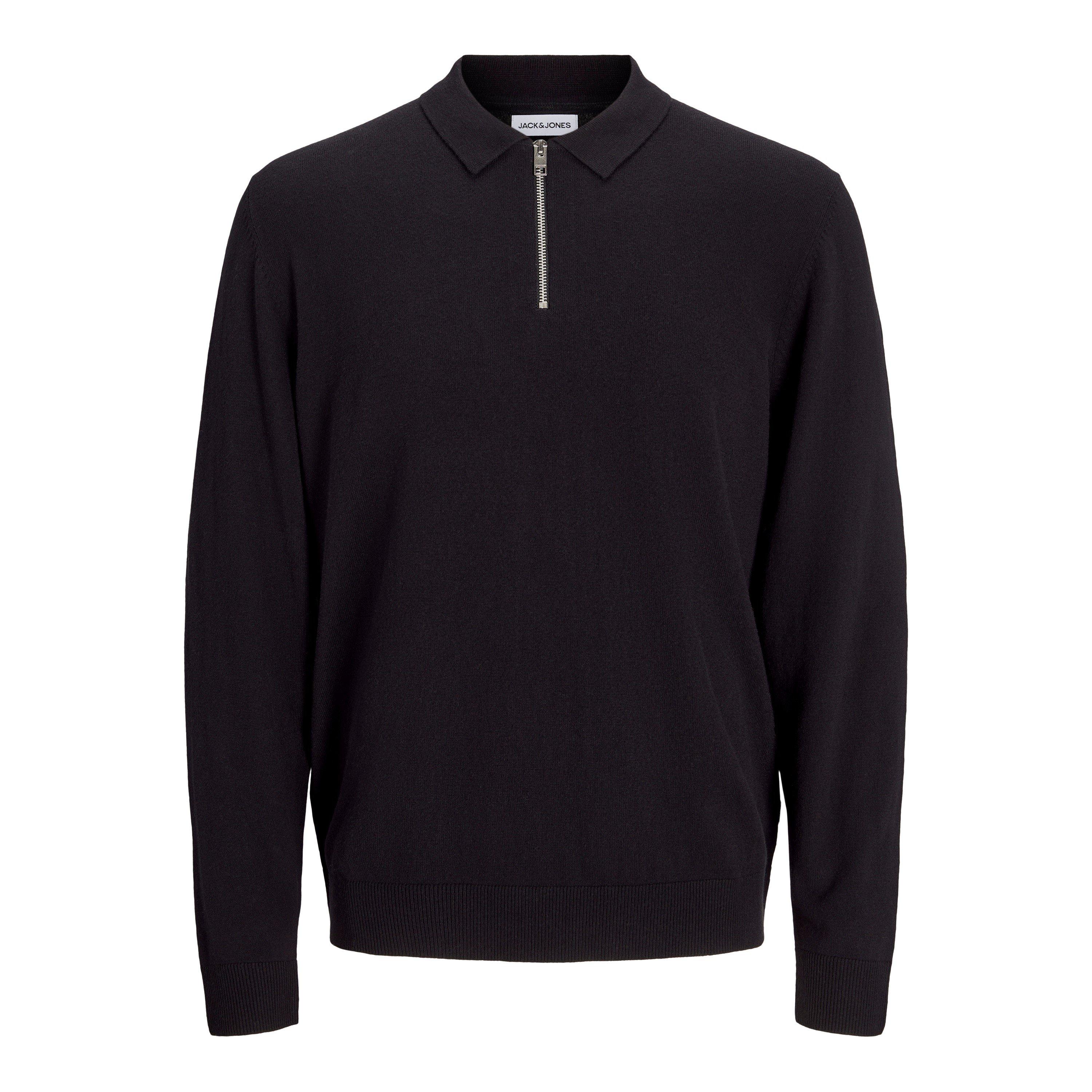 Black - Jack and Jones - Emil Half Zip Knitted Polo Mens - 2