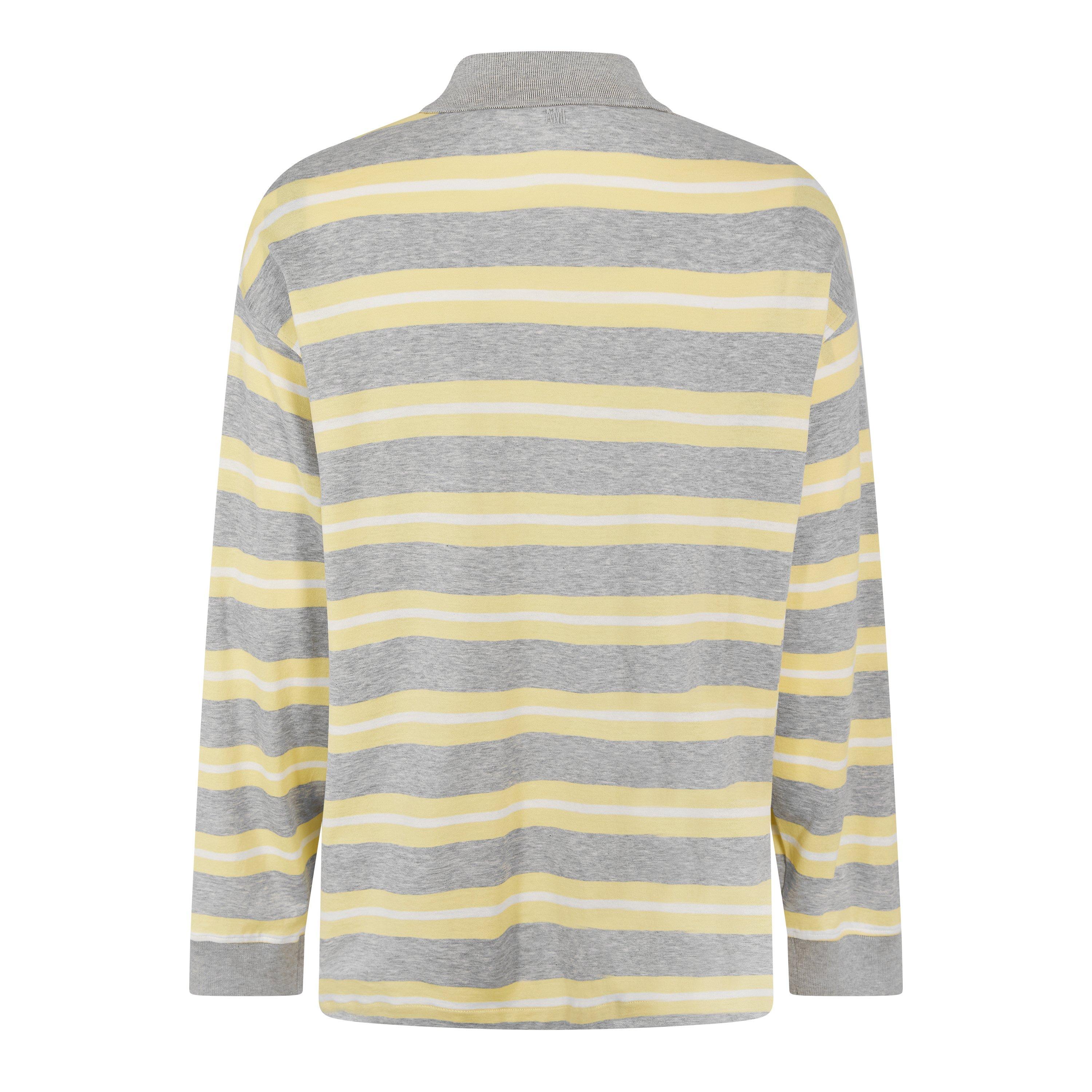 Grey/Yellow - Ami Paris - Men's Long Sleeve Polo Shirt - 2
