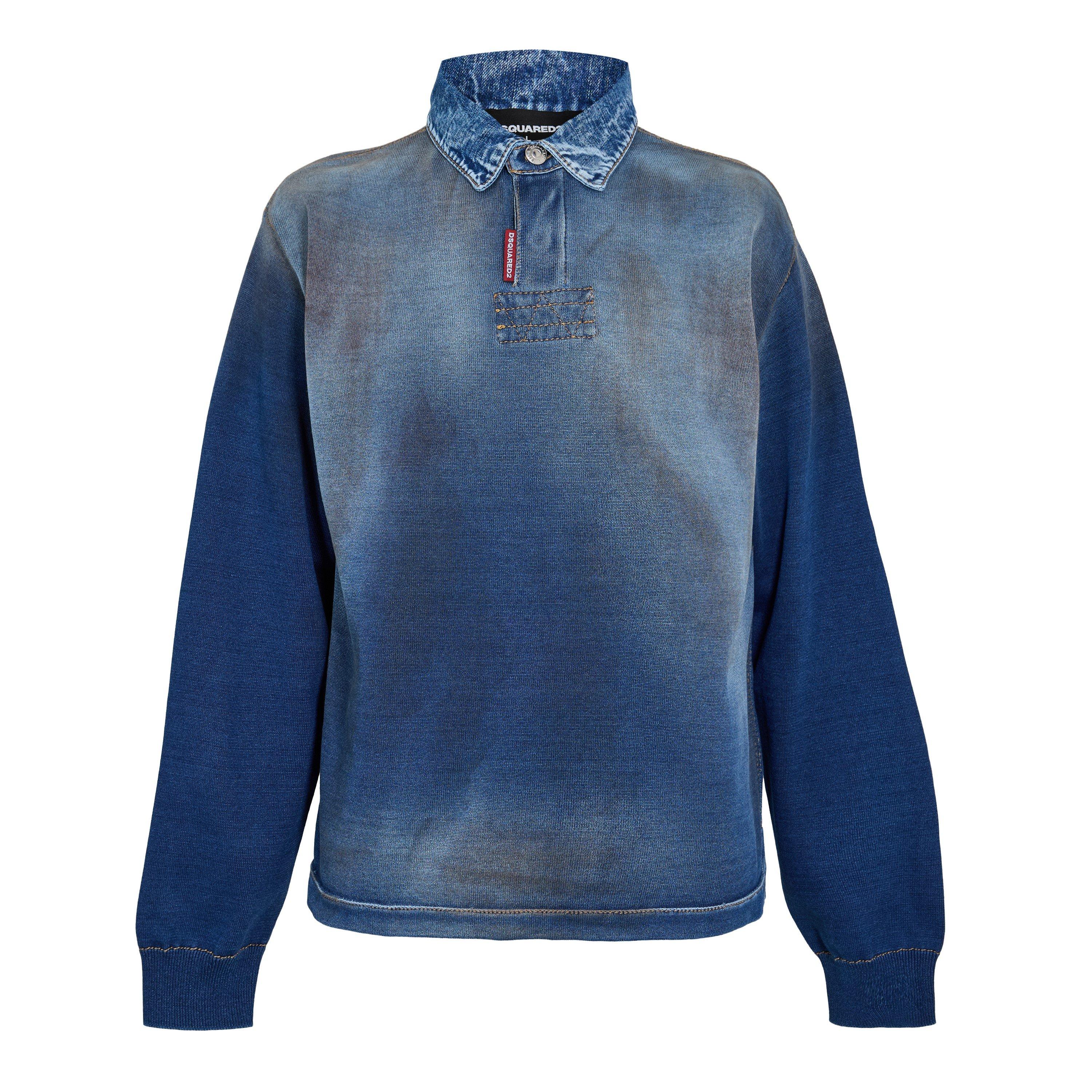 Dsquared2 Men's Dsq Denim Long Sleeve Polo Shirt - Navy - S