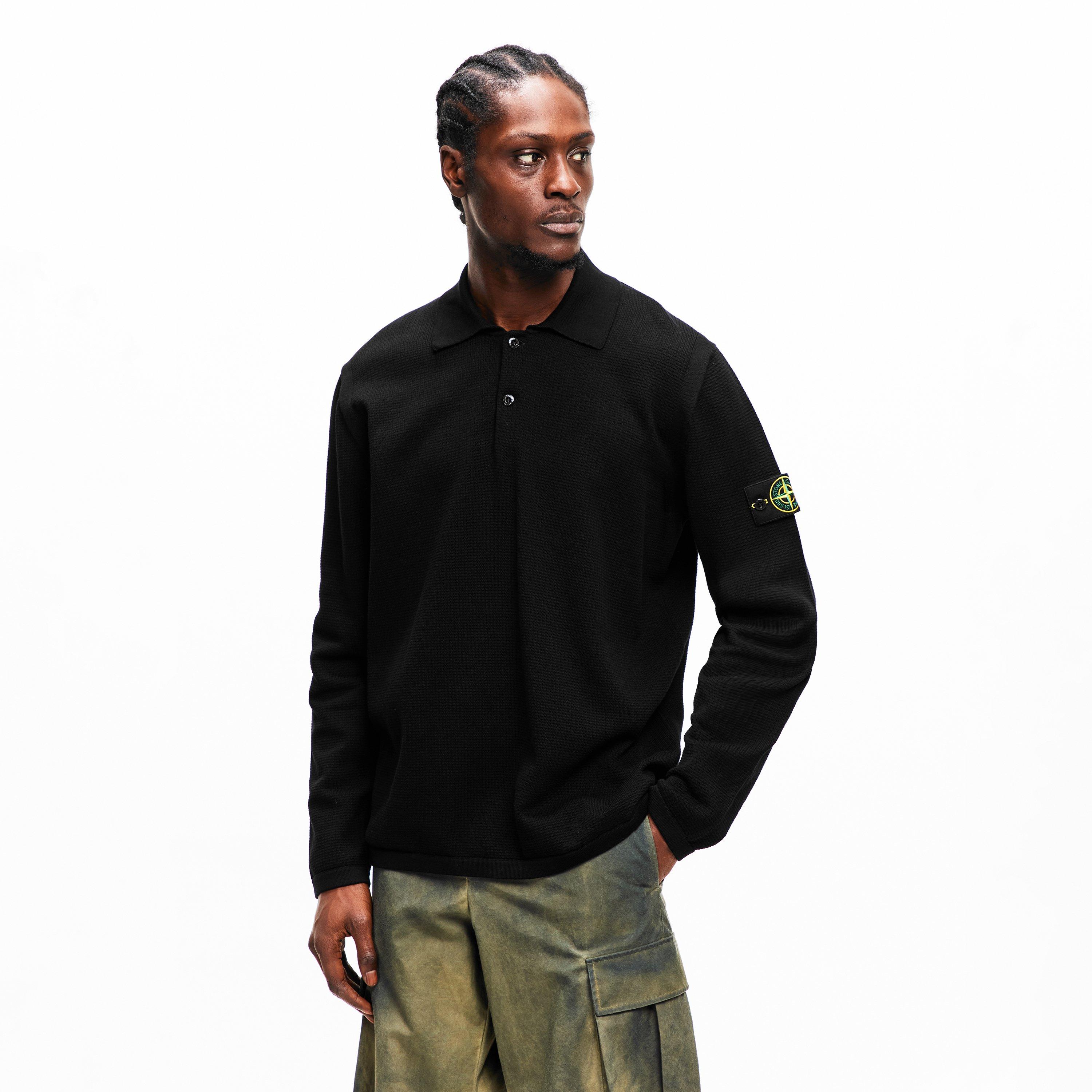 Black V0029 - Stone Island - Mens Knit Polo Shirt - 3
