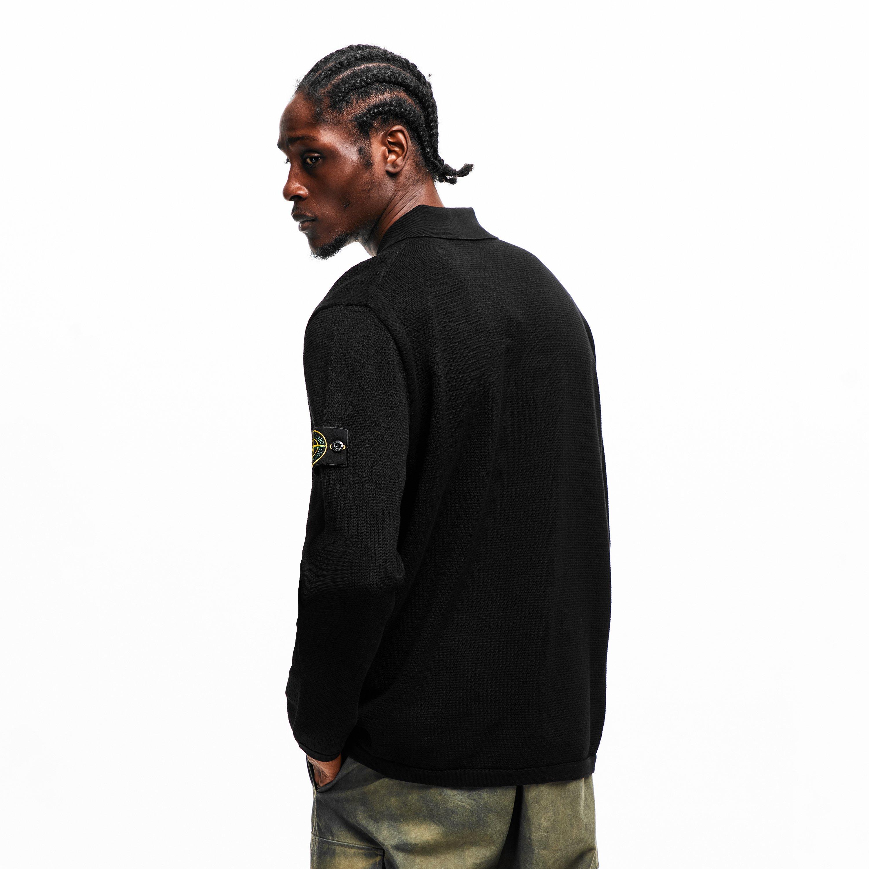 Black V0029 - Stone Island - Mens Knit Polo Shirt - 4