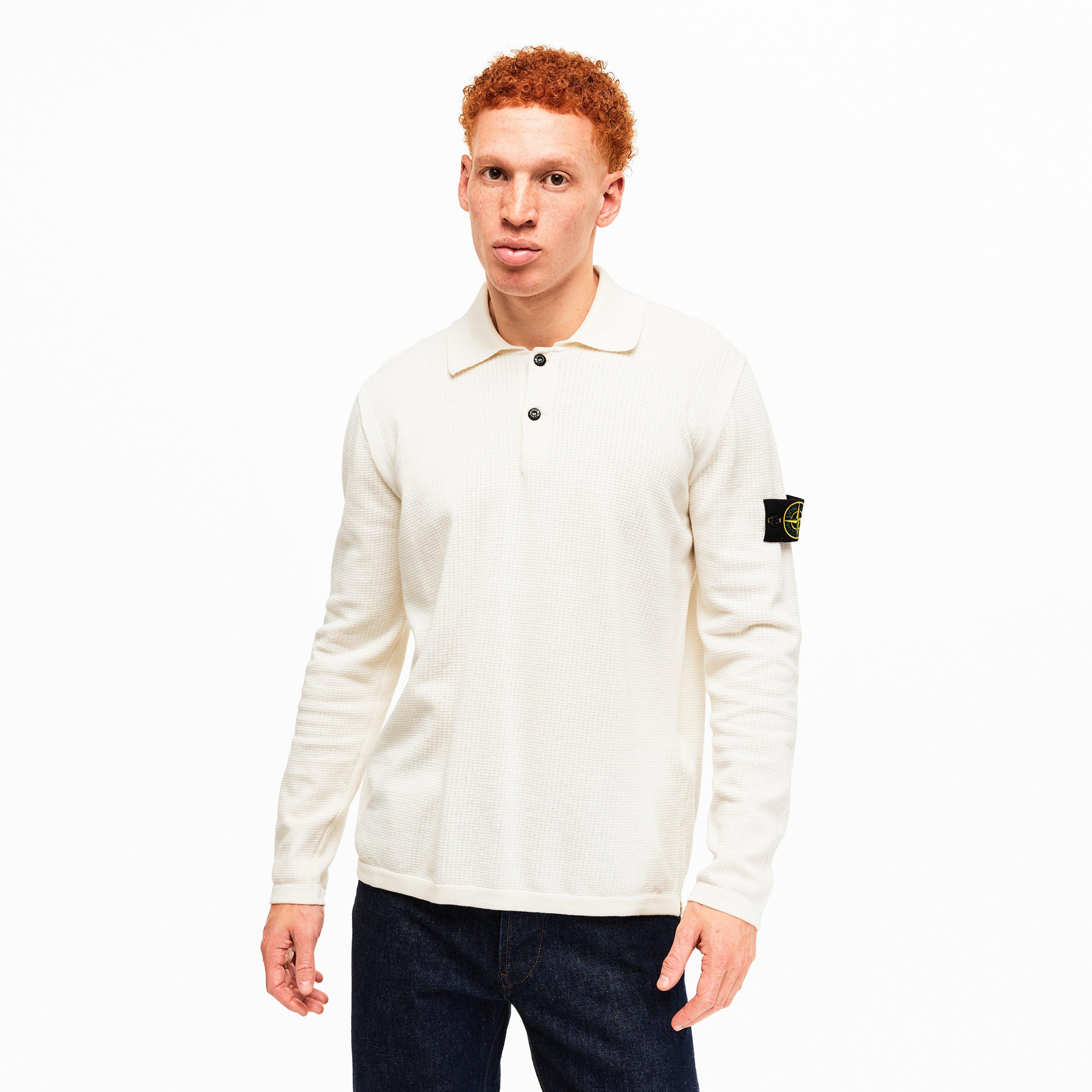 Ivory V0093 - Stone Island - Mens Knit Polo Shirt - 3