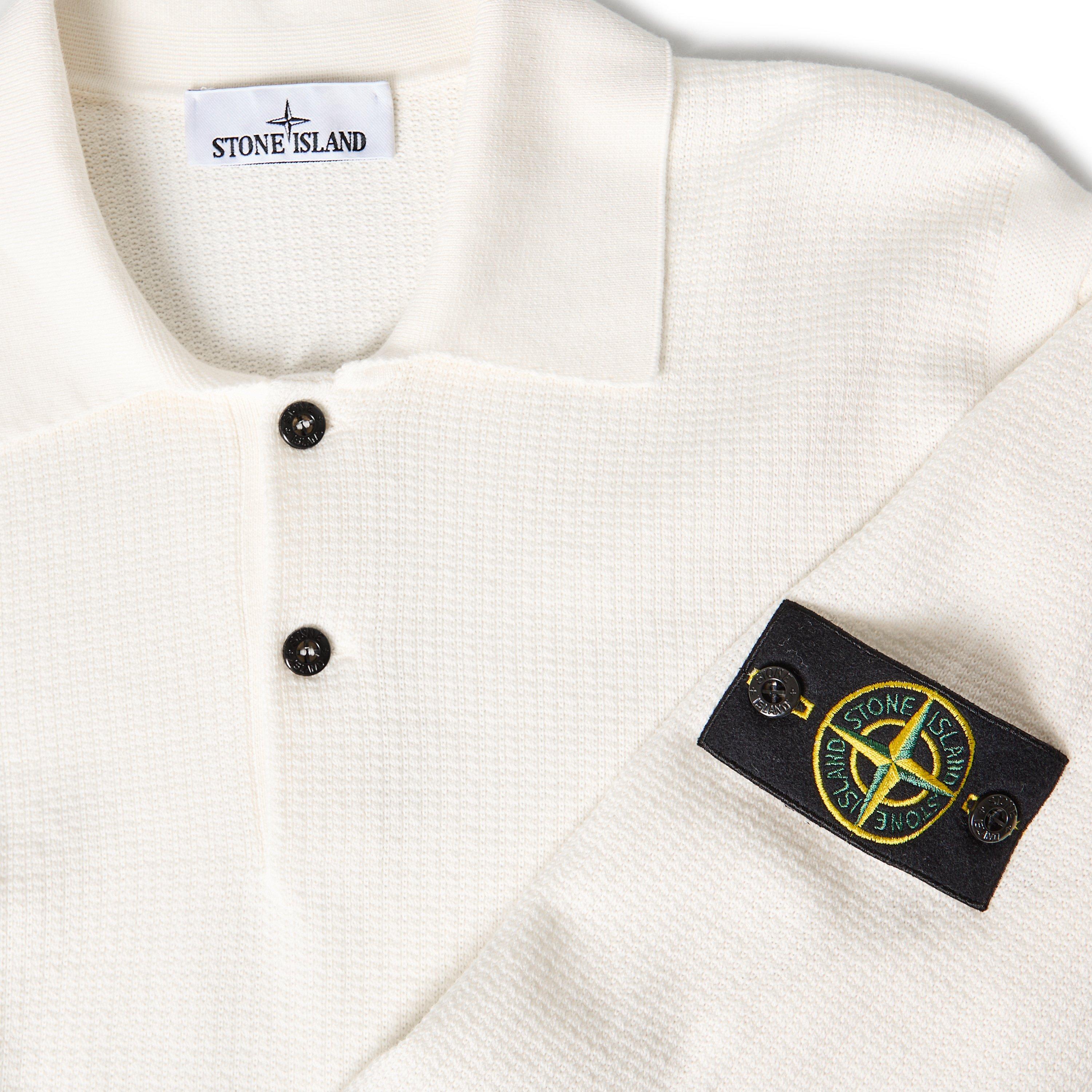 Ivory V0093 - Stone Island - Mens Knit Polo Shirt - 5