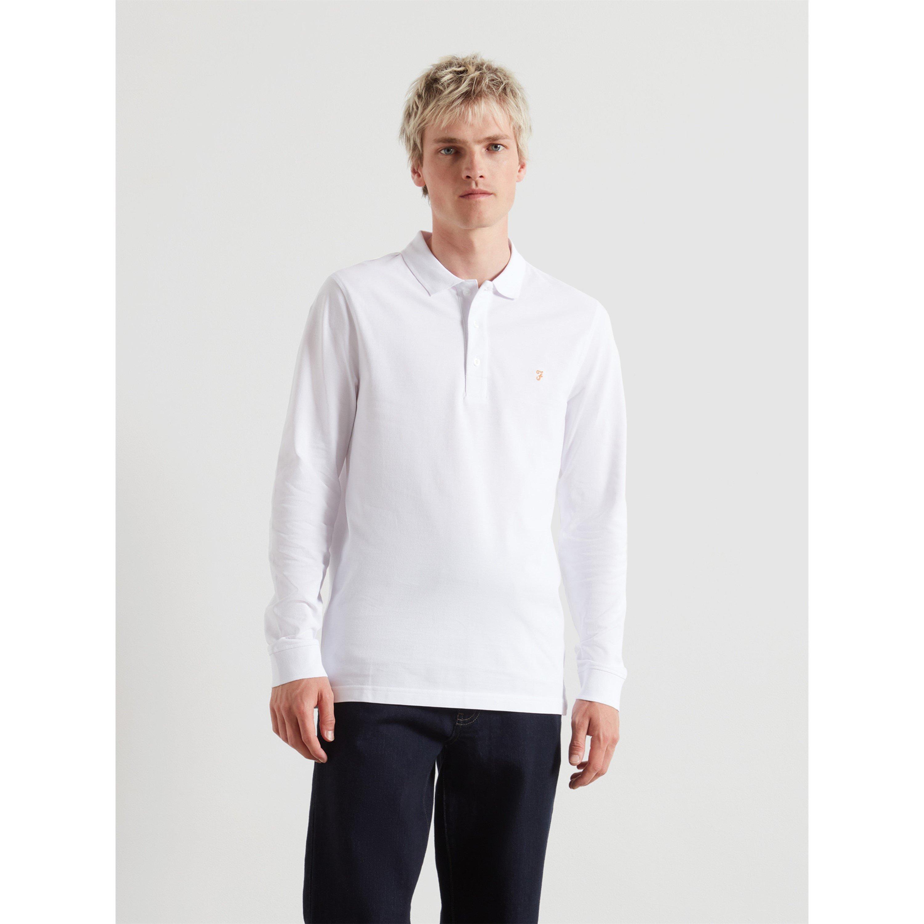 Farah Men's Long-Sleeve Polo Shirt - White 104 - Large