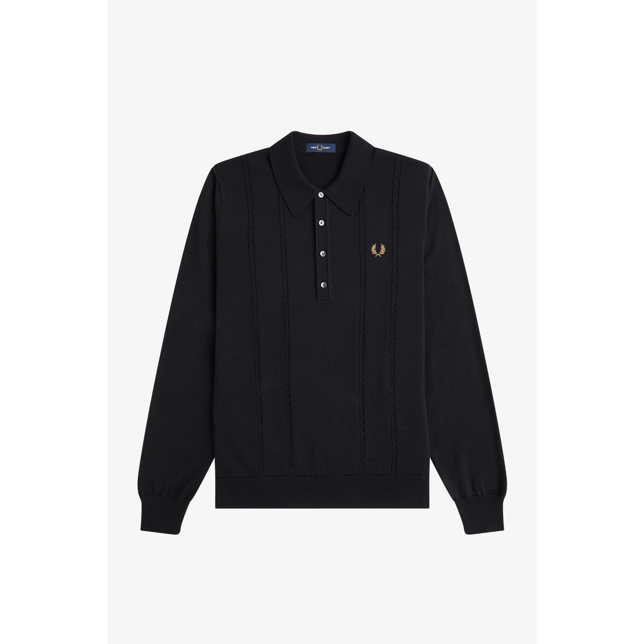 Blk/Gld 102 - Fred Perry - Men's Long Sleeve Polo Shirt - 1