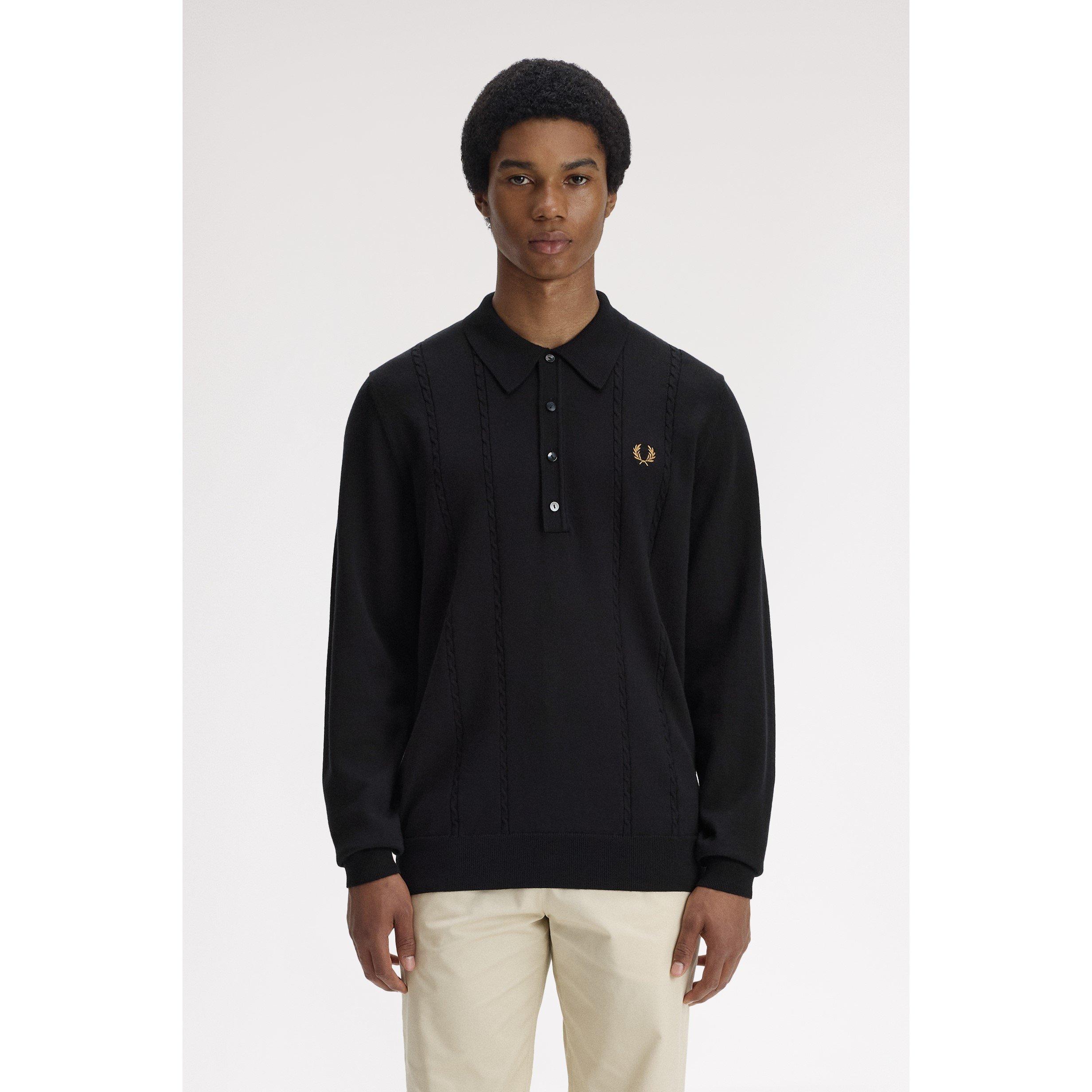 Blk/Gld 102 - Fred Perry - Fred Cable Knit LS Sn62 - 3