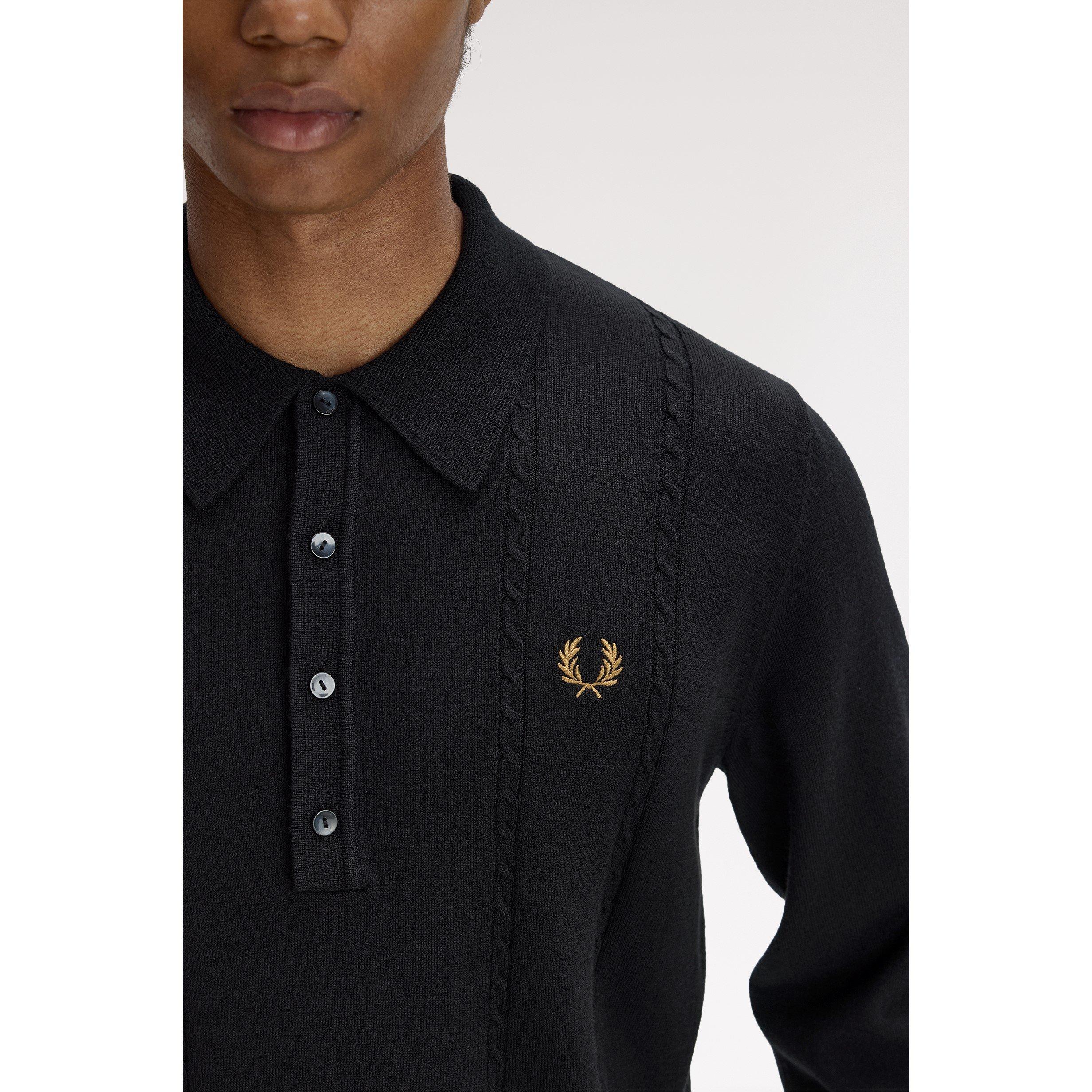 Blk/Gld 102 - Fred Perry - Fred Cable Knit LS Sn62 - 5
