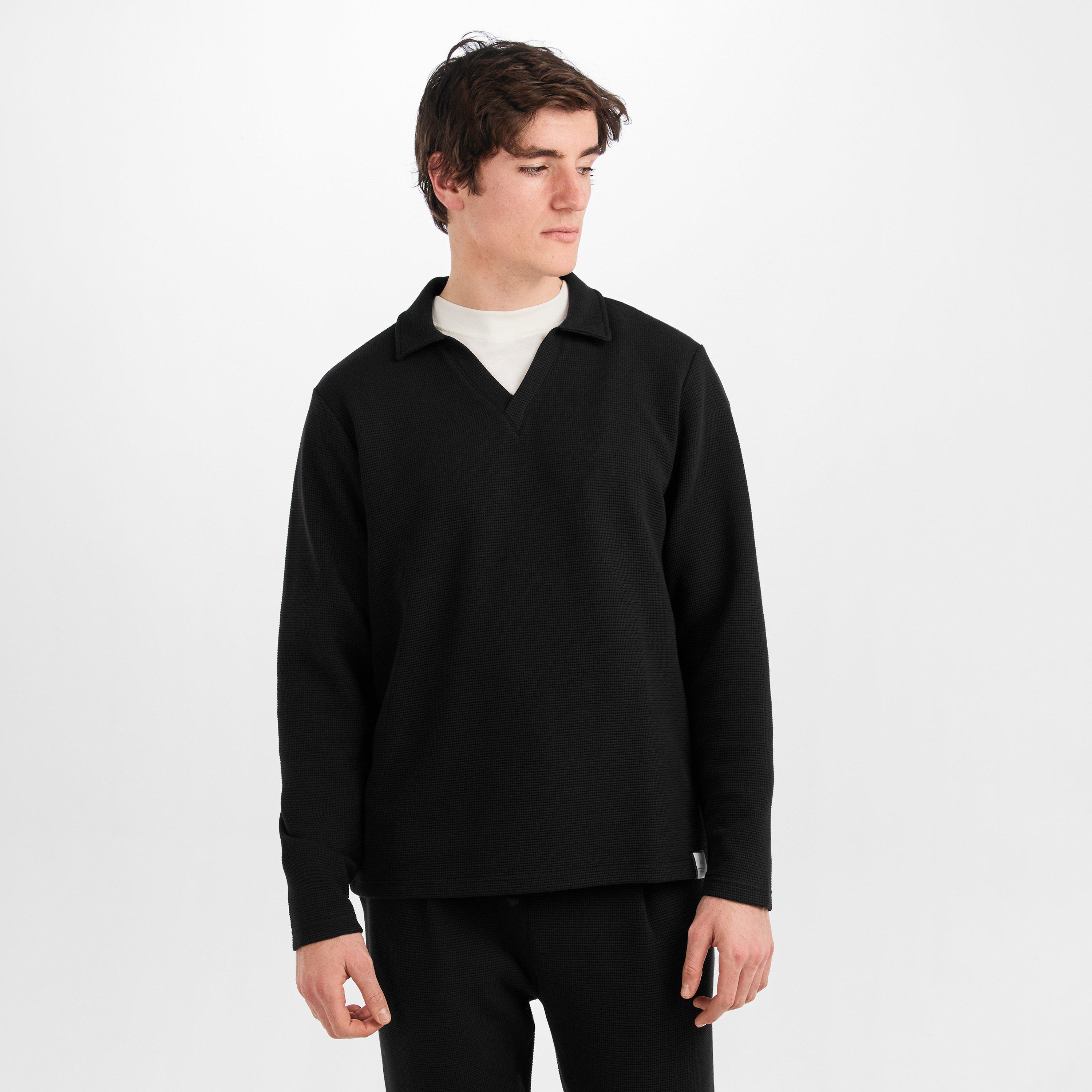 Black 001 - Prevu - Mens Altius Long Sleeve Polo Shirt - 3