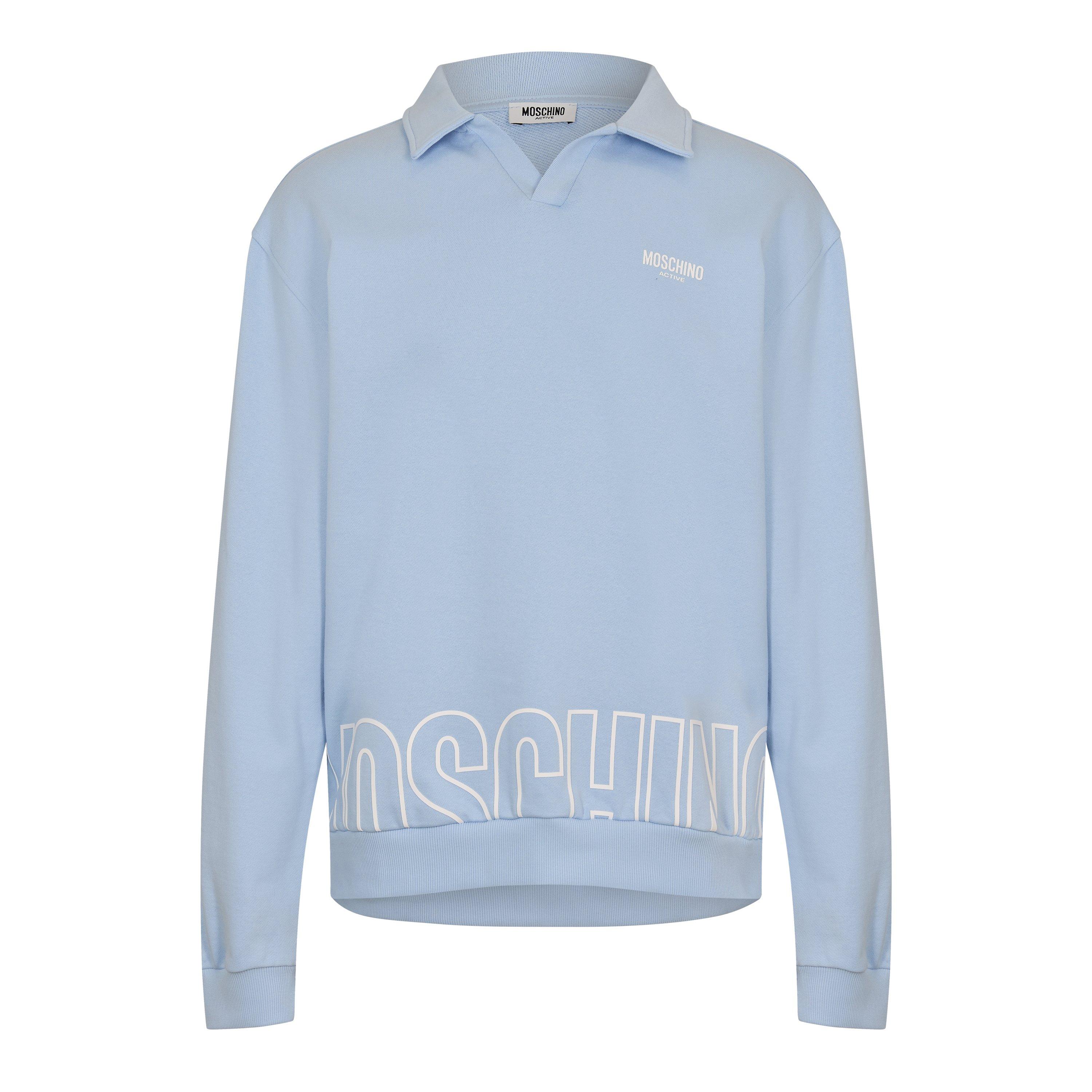 Light Blue - Moschino - Men's Long Sleeve Polo Shirt - 1