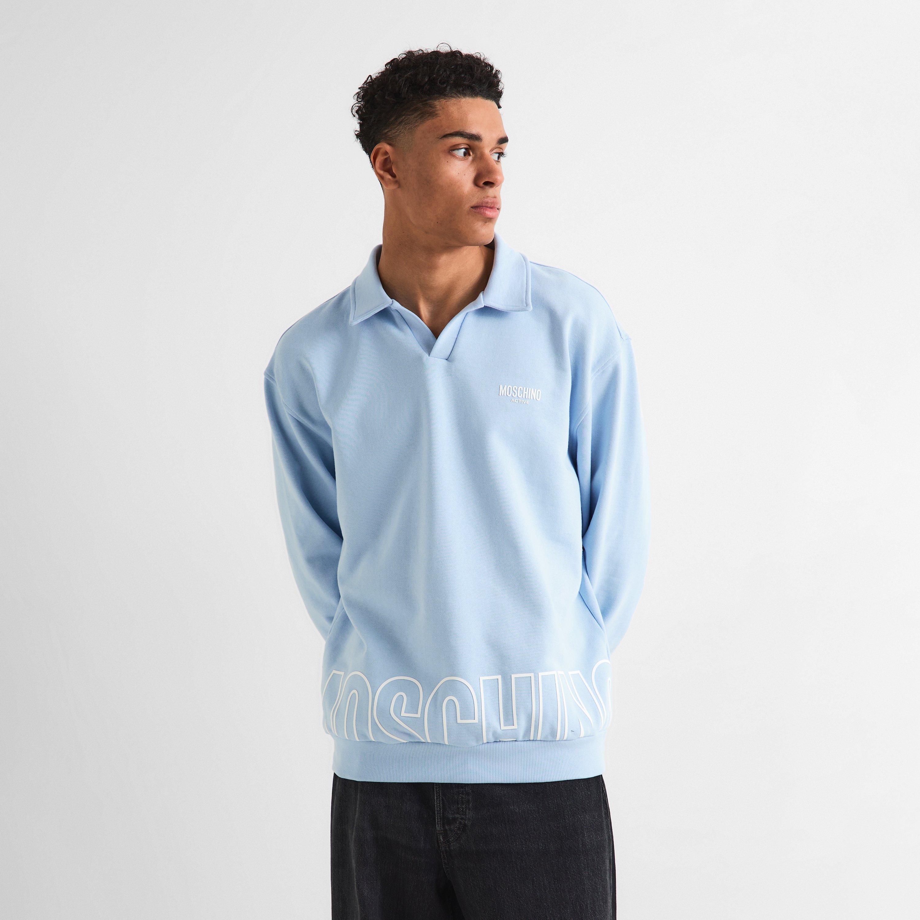 Light Blue - Moschino - Men's Long Sleeve Polo Shirt - 3
