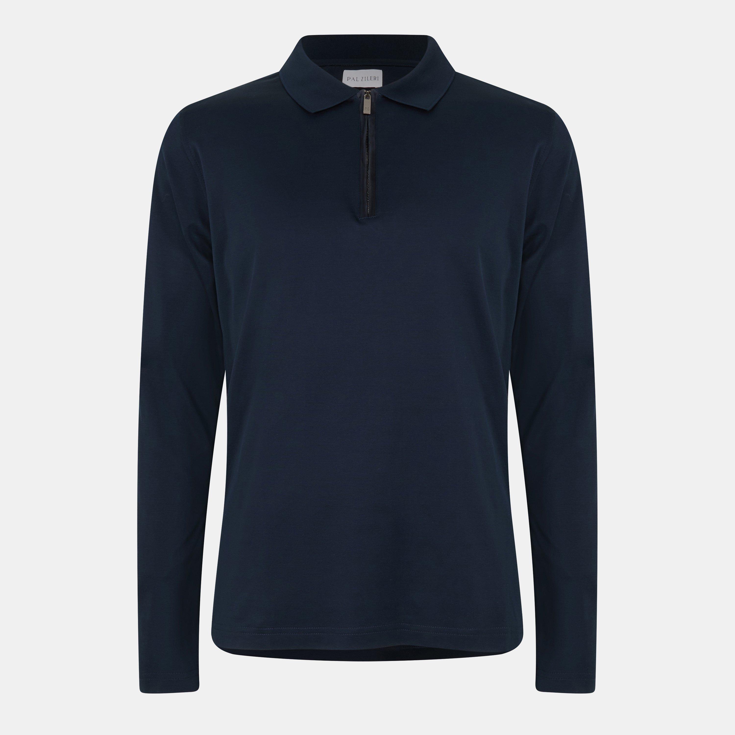 Blue Navy - Pal Zileri - Men's Long Sleeve Polo Shirt - 1