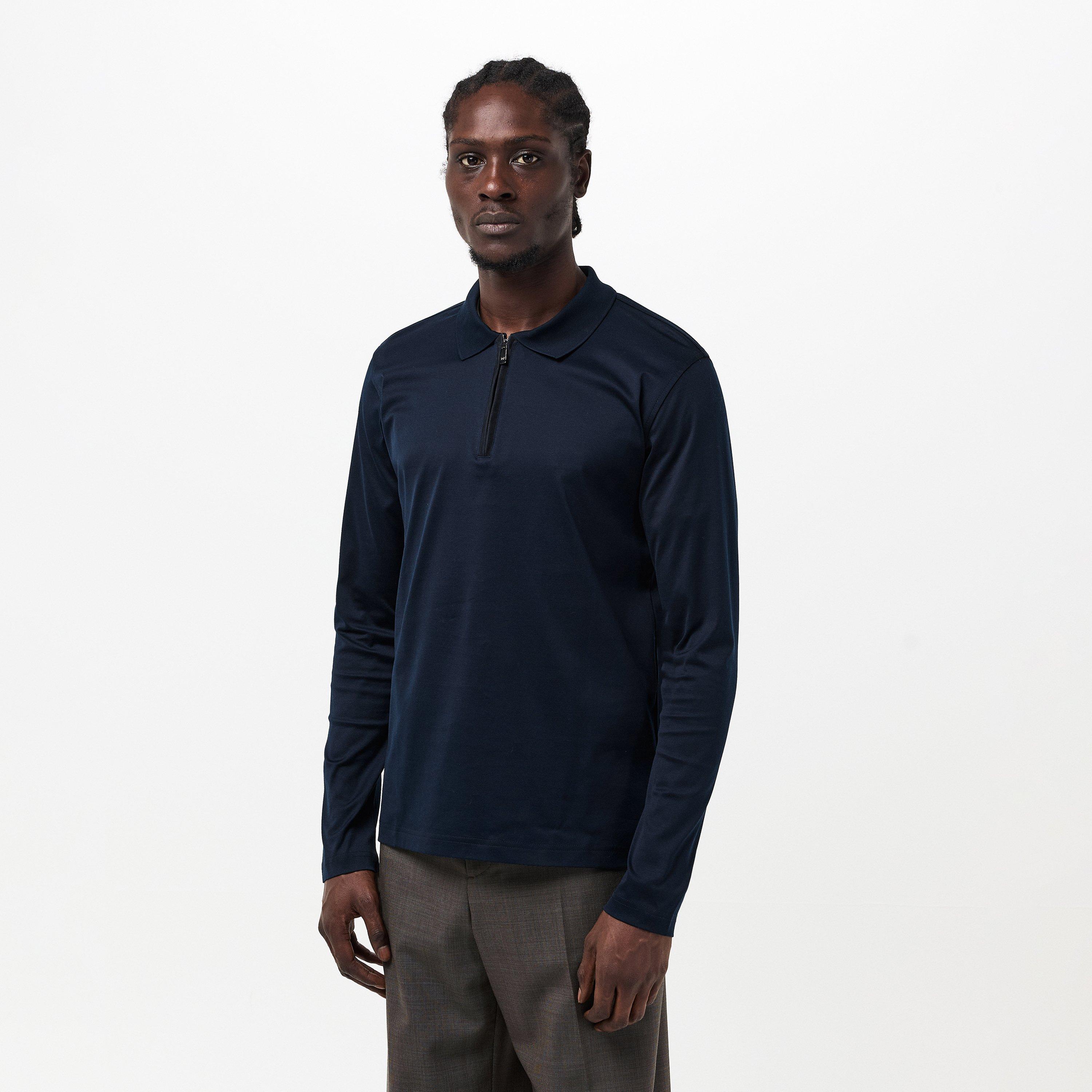 Blue Navy - Pal Zileri - Men's Long-Sleeve Polo Shirt - 3