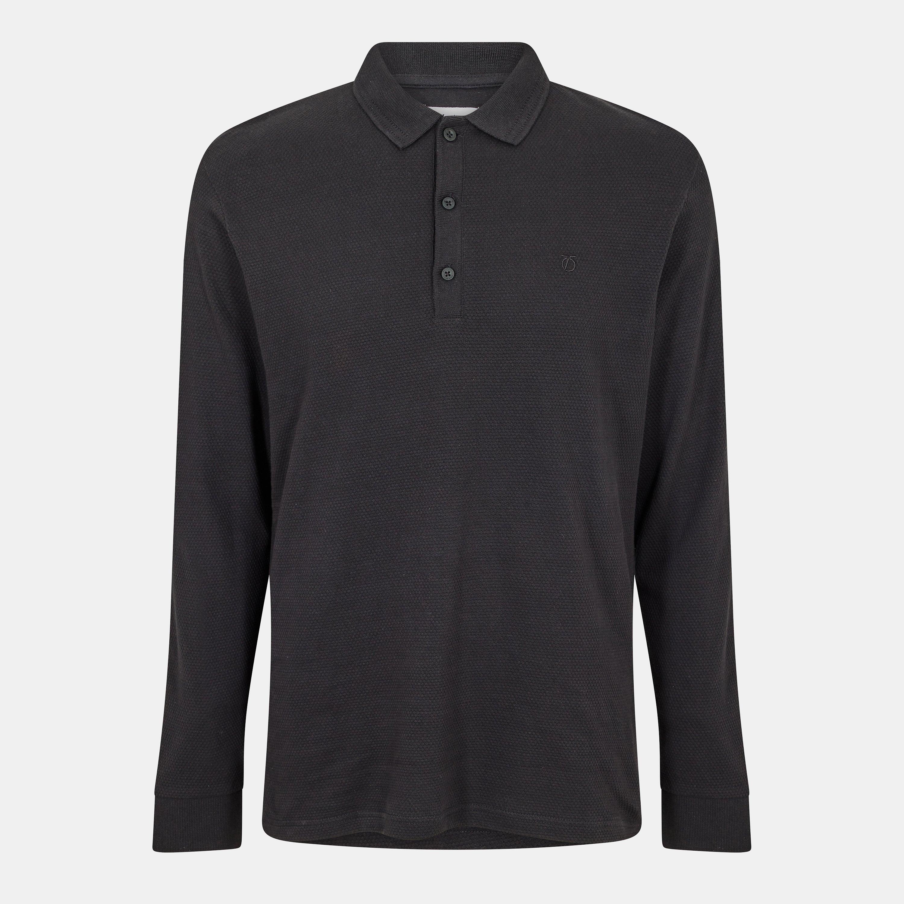 Black - Peter Werth - Men's Barone Long Sleeve Polo Shirt - 1