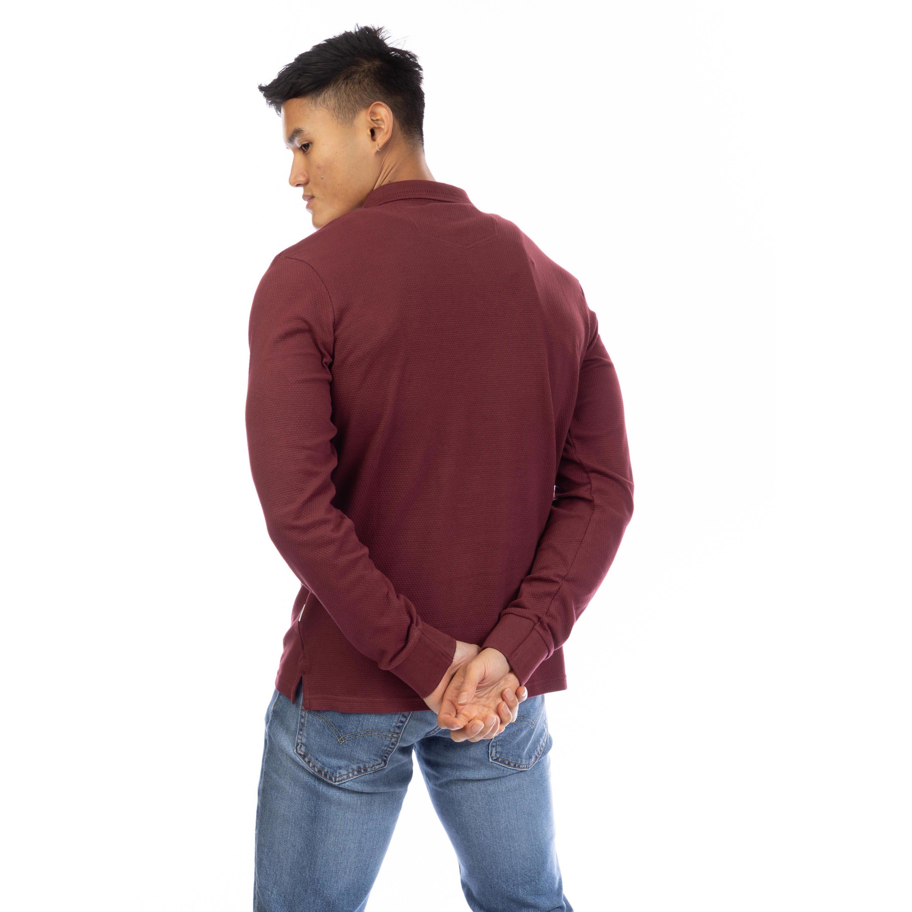 Borgonha - Peter Werth - Men's Barone Long Sleeve Polo Shirt - 3