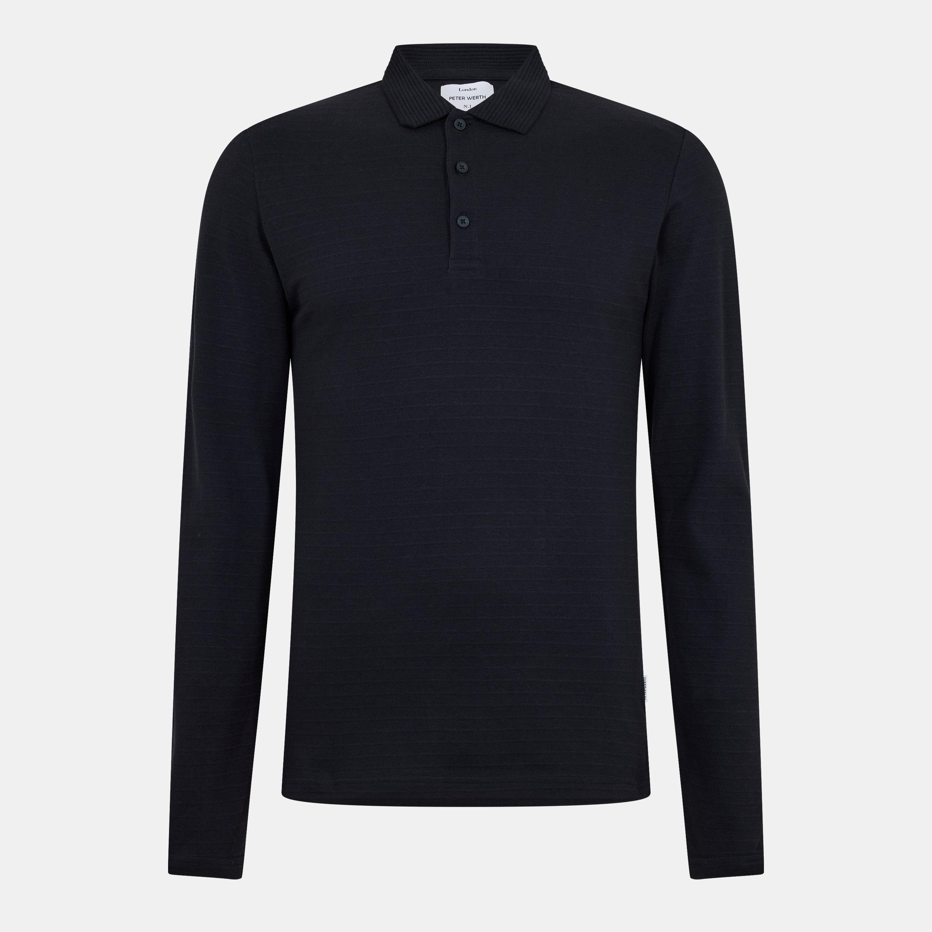 Black - Peter Werth - Men's Albery Long Sleeve Polo Shirt - 1