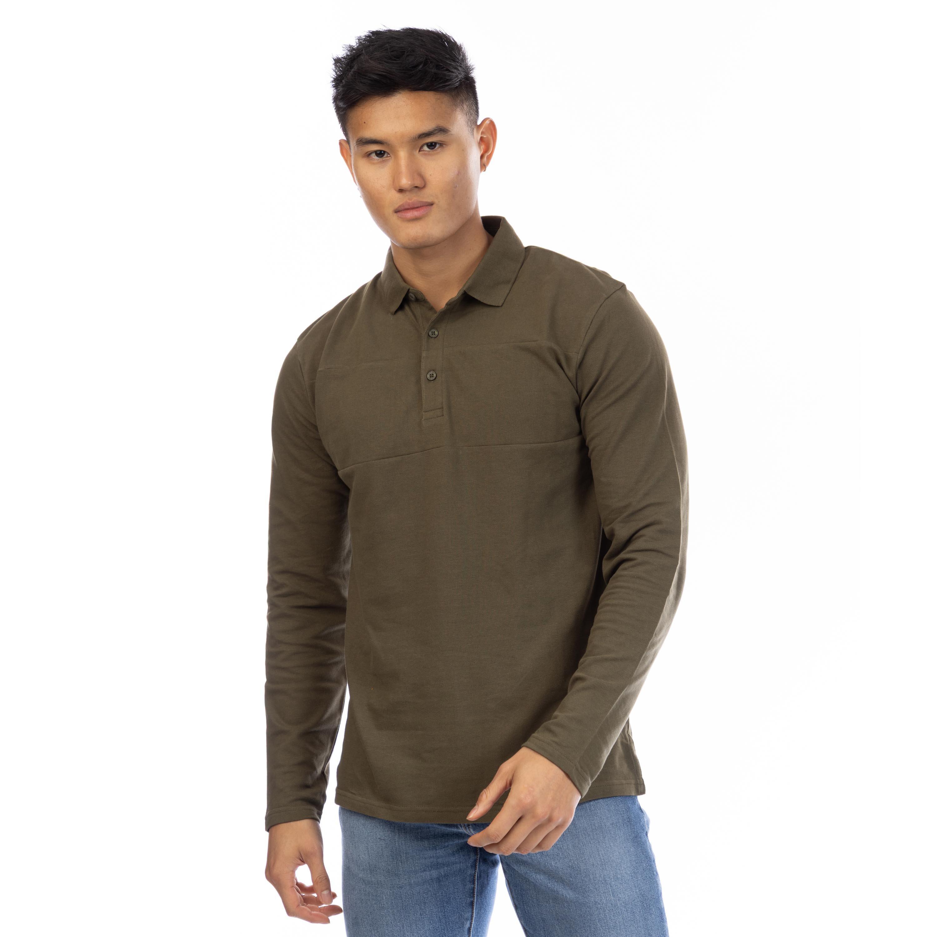 Peter Werth Men's Noaks Long Sleeve Polo Shirt - Olive - Large