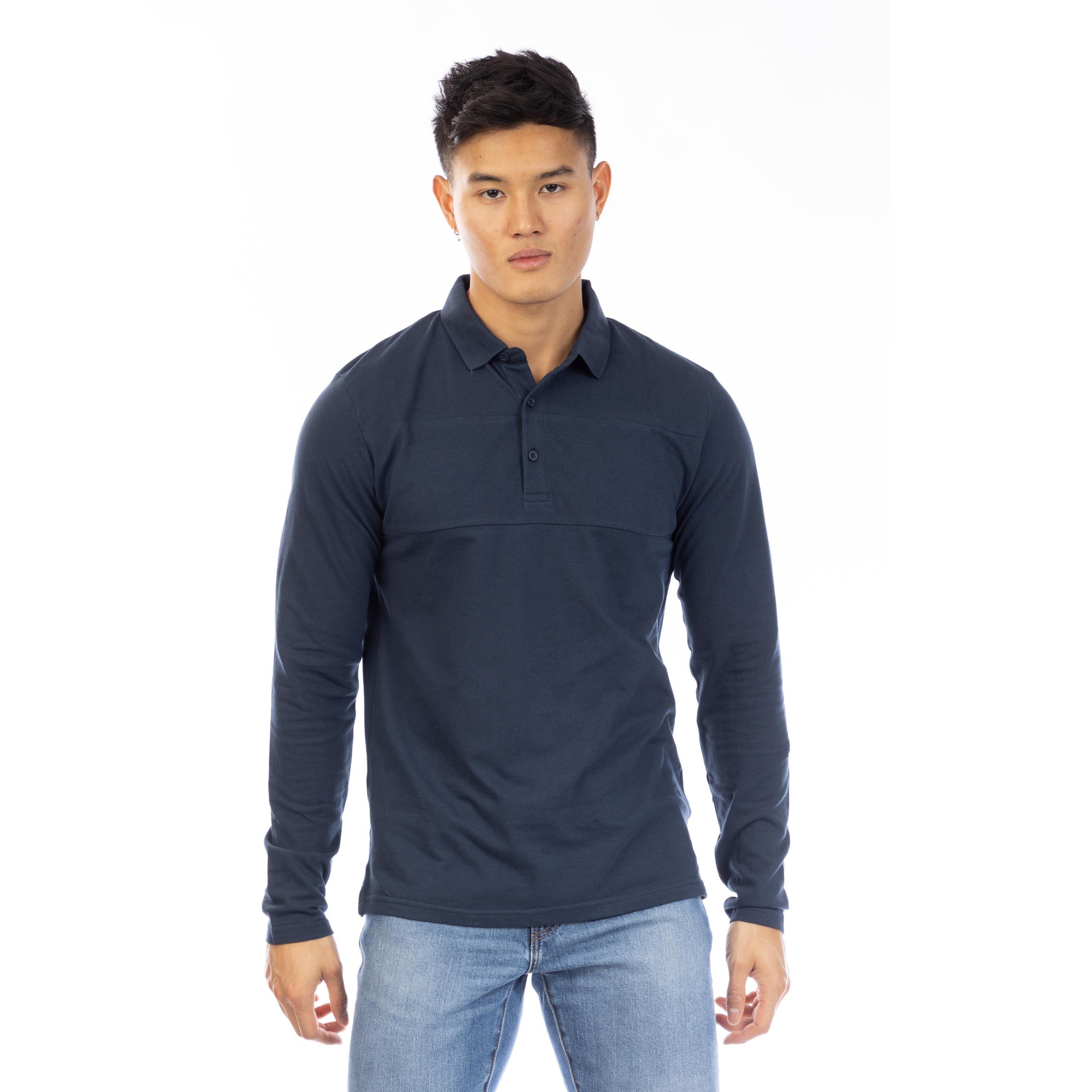 Peter Werth Men's Noaks Long Sleeve Polo Shirt - Dark Navy - X Large