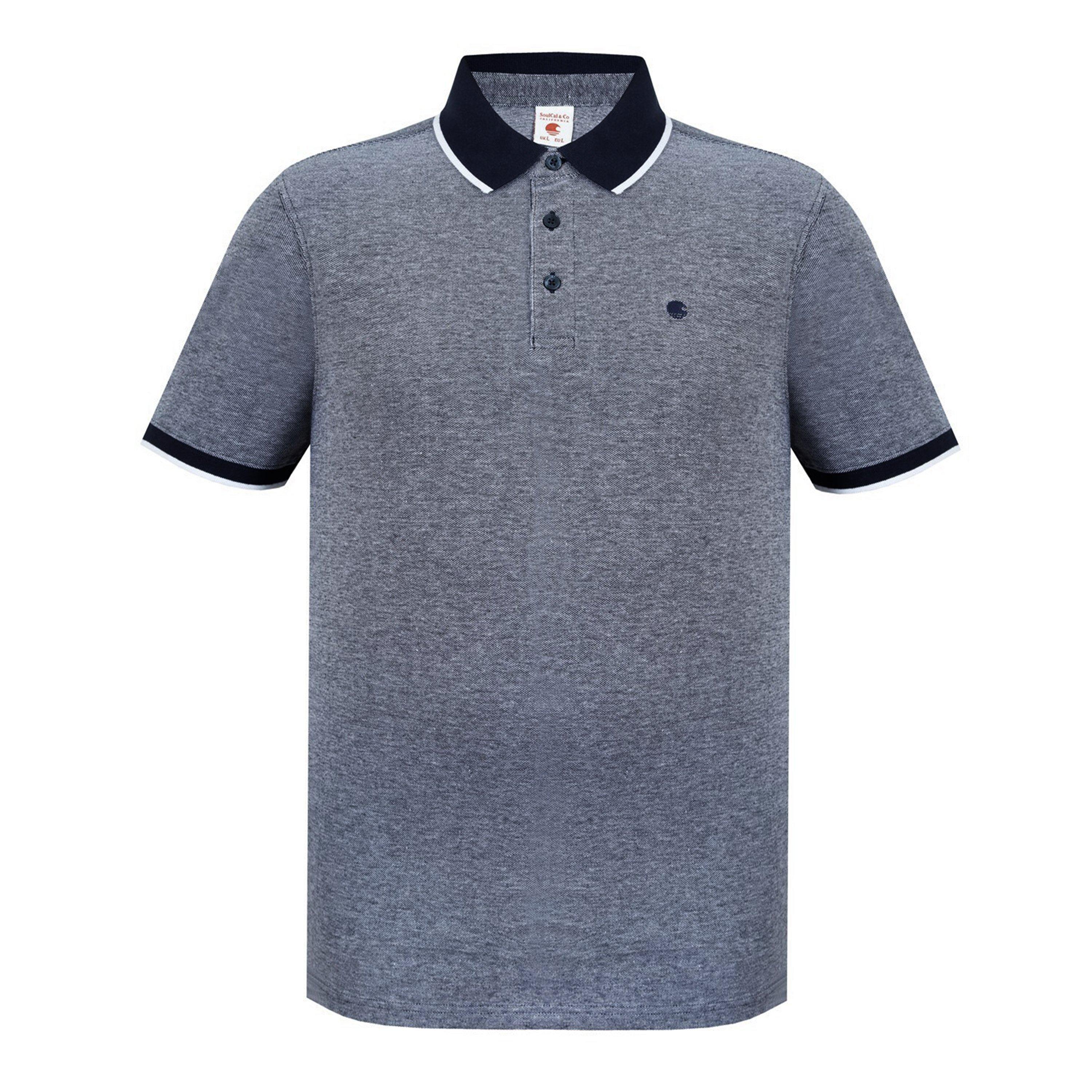 Soulcal Men's Pique Polo Shirt - Navy/White - L