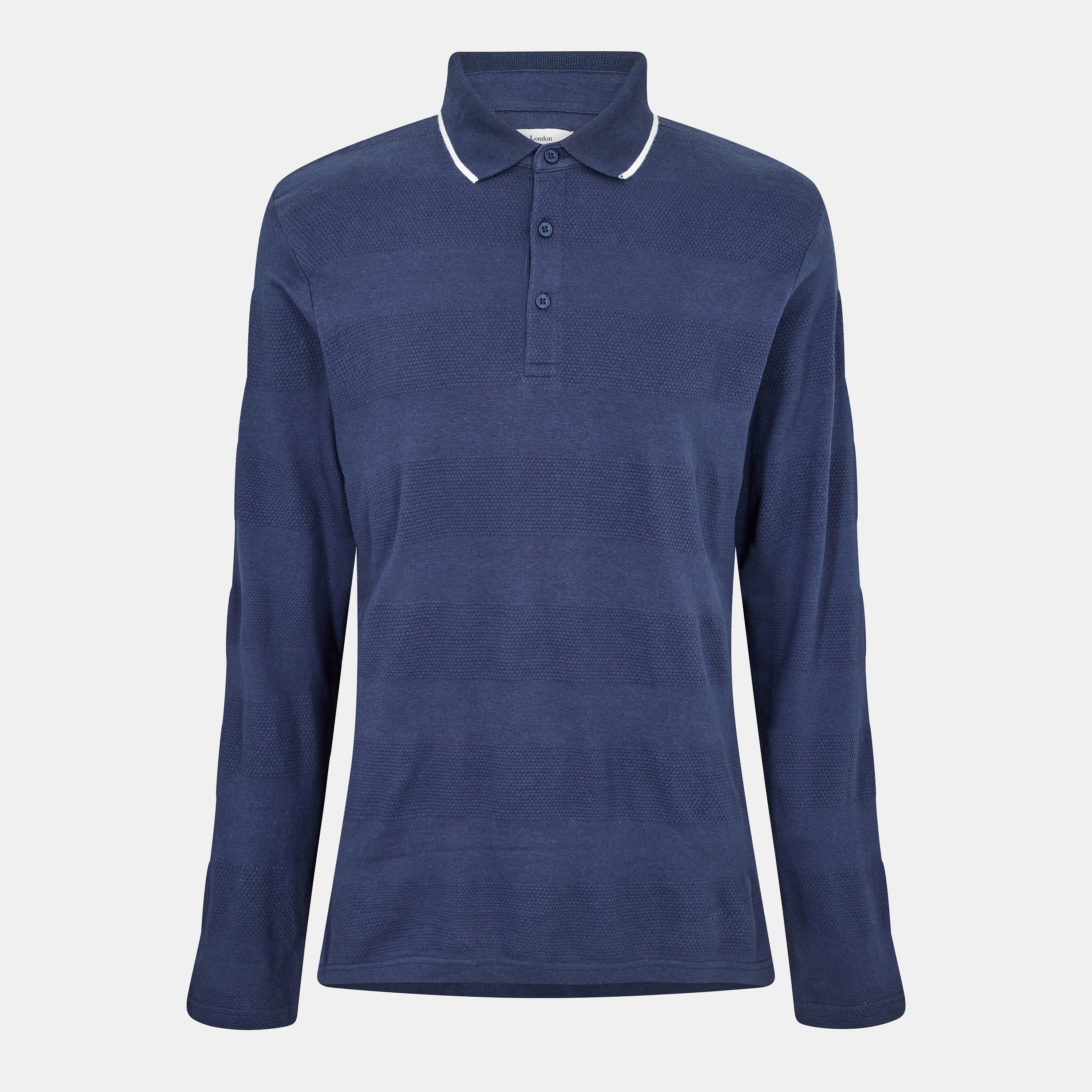 Dark Navy - Peter Werth - Men's W Balsom Long Sleeve Polo Shirt - 1
