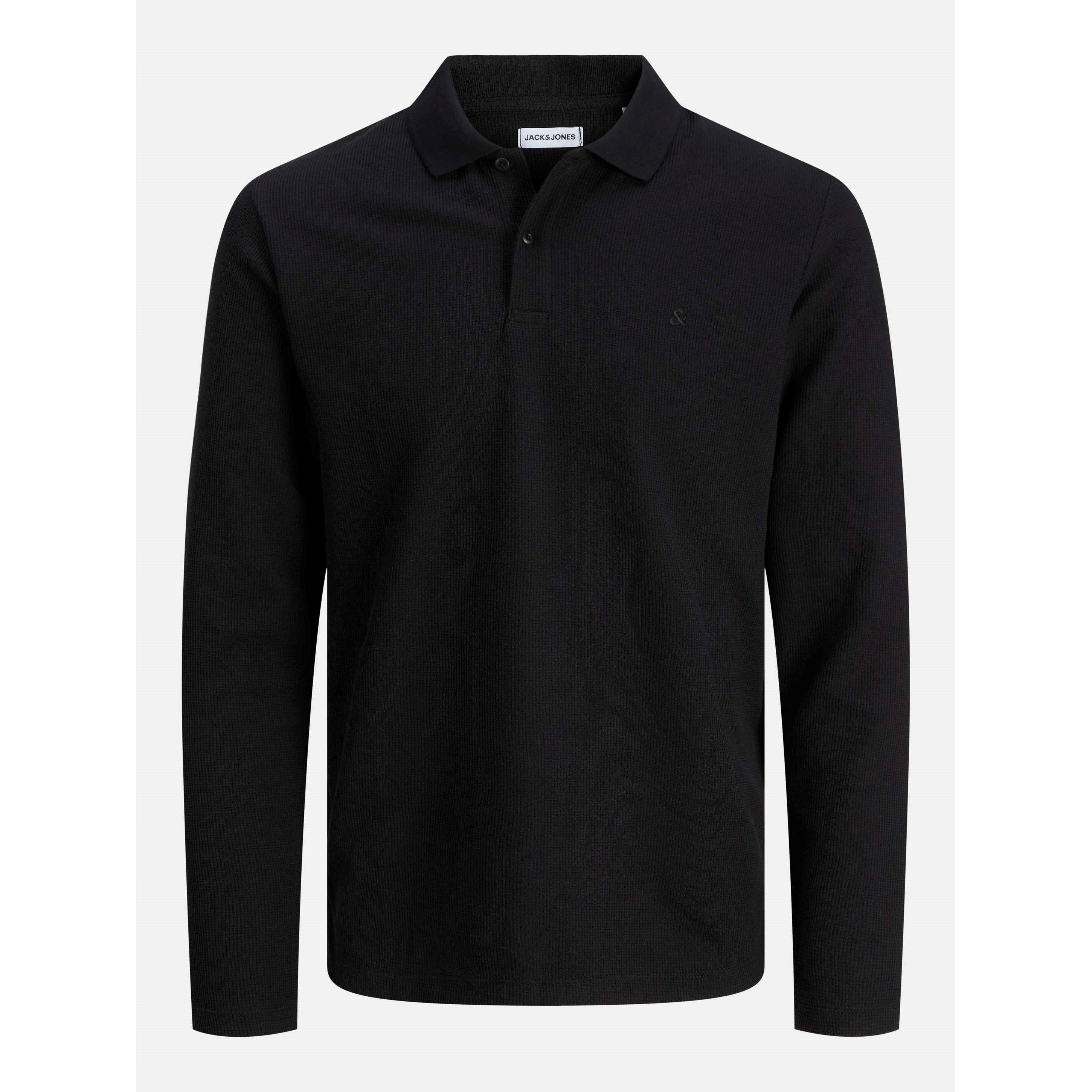 Jack And Jones Men's Austin Longsleeved Polo - Black - M