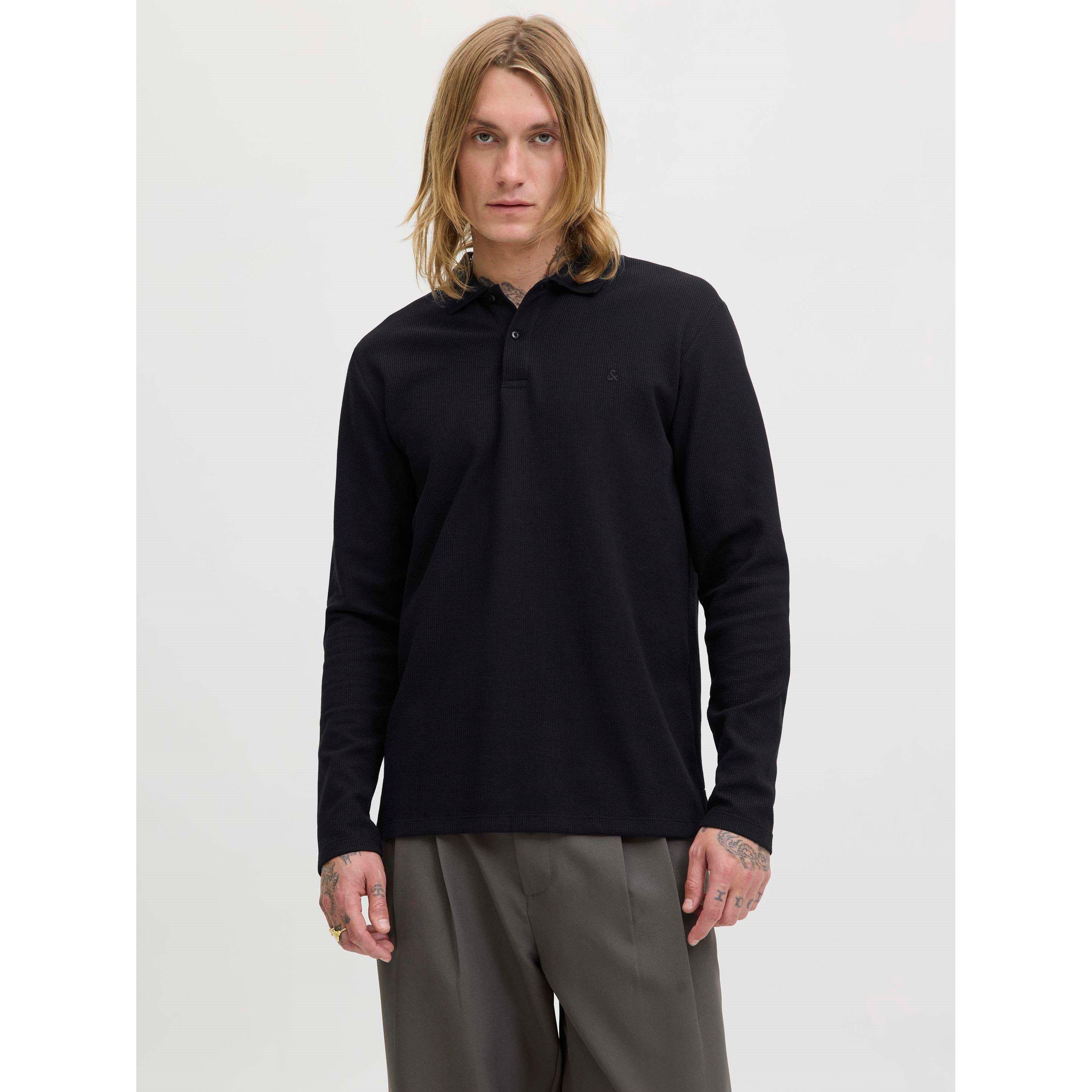Black - Jack and Jones - Austin Longsleeved Polo Mens - 2