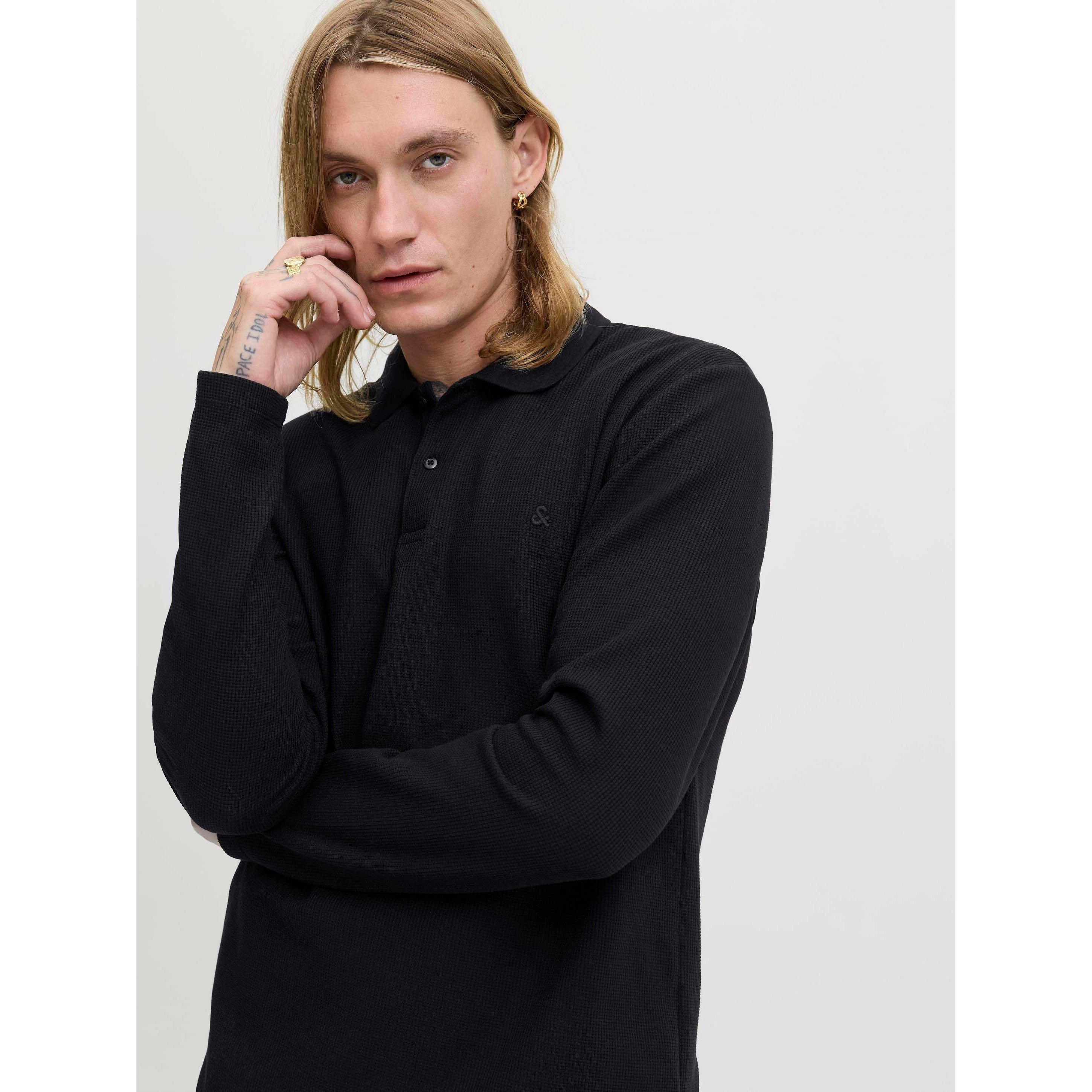 Black - Jack and Jones - Austin Longsleeved Polo Mens - 6