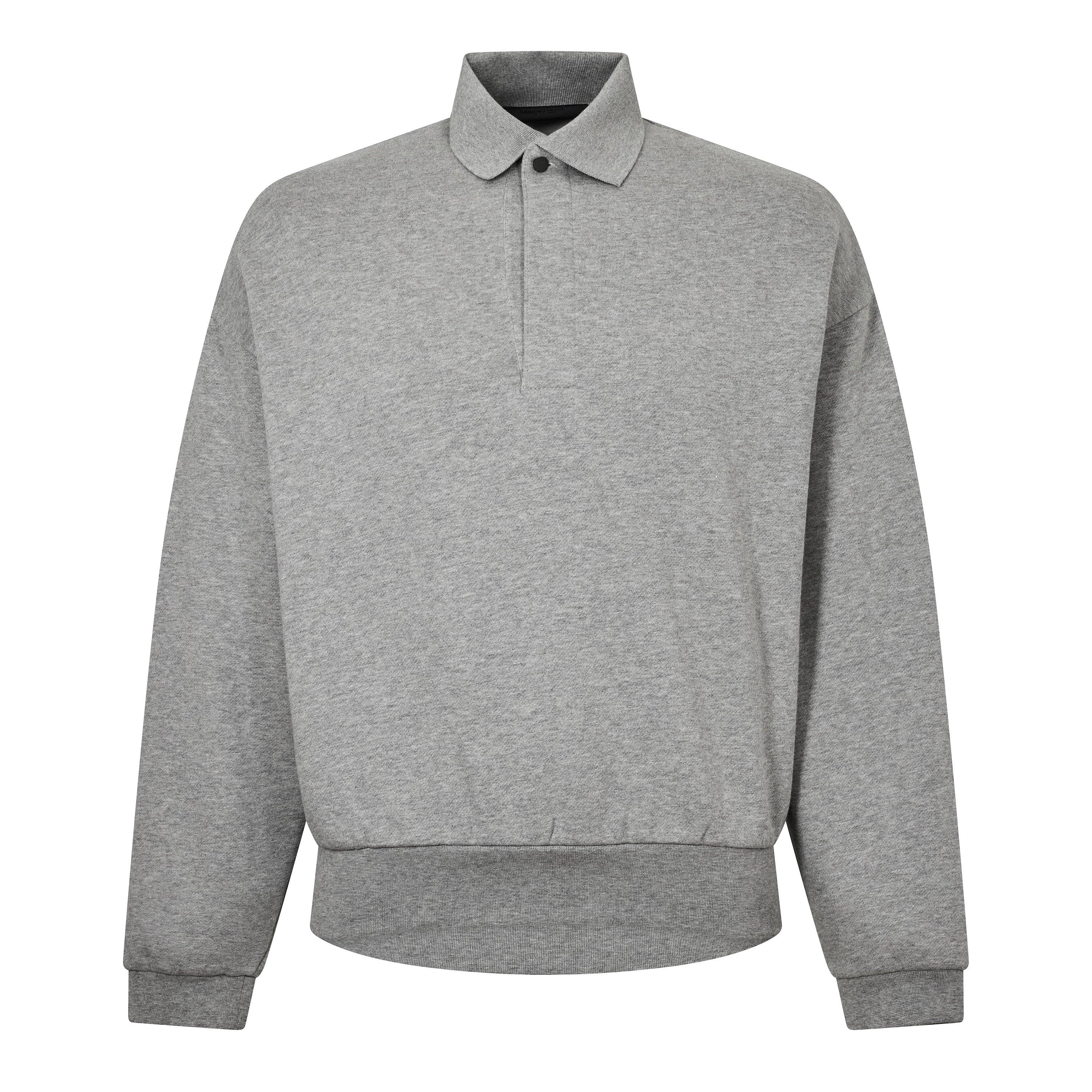 Dark Hthr Oat - Fear Of God Essentials - Men's Long Sleeve Polo Shirt - 1