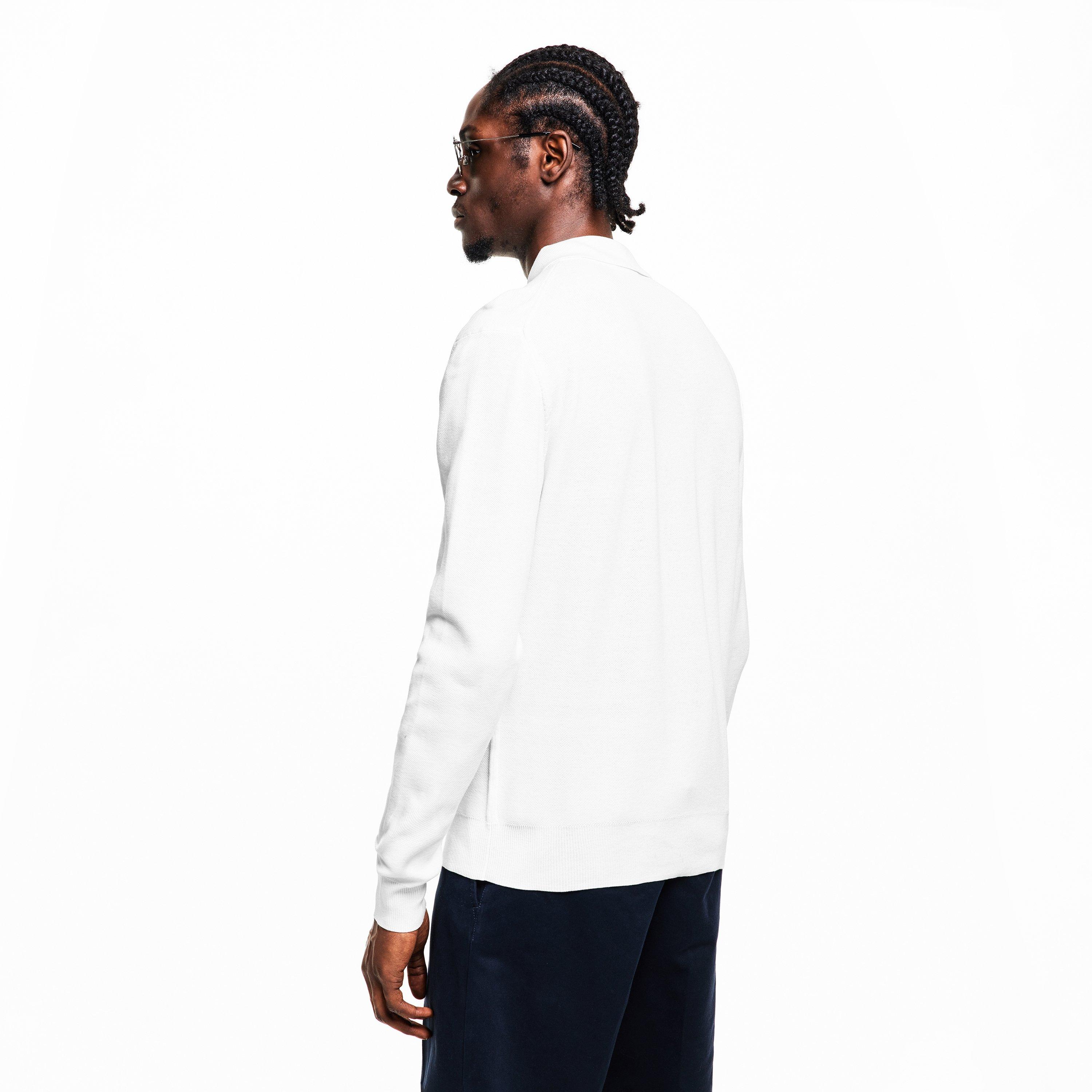 White - Tom Ford - Men's TF Piquet Long Sleeve Polo Shirt - 4