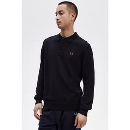 Fred Perry Knitted Long Sleeve Polo Shirt