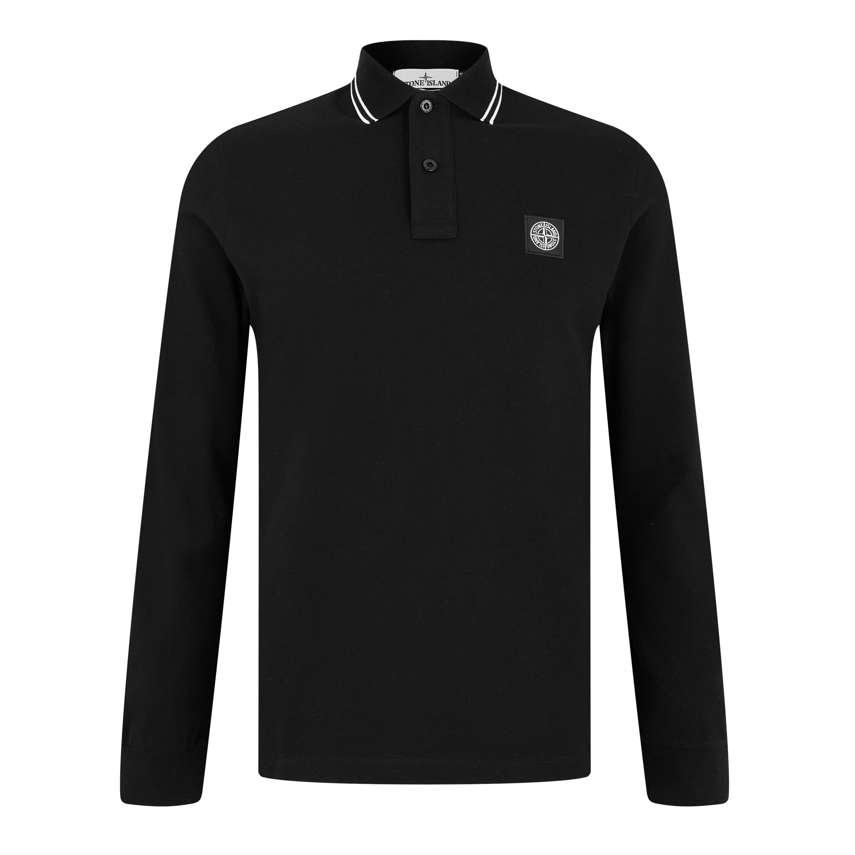 Nero V0029 - Stone Island - Men's Logo Cotton Compass Patch Polo Shirt - 7