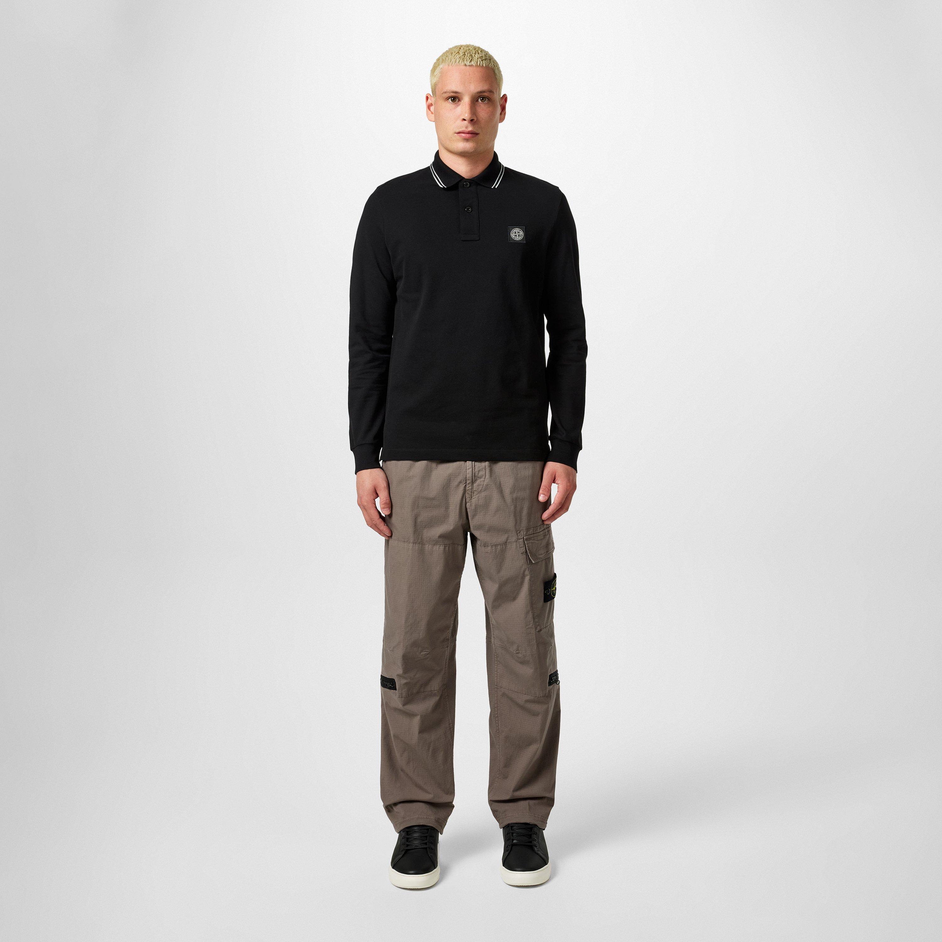 Nero V0029 - Stone Island - Men's Logo Cotton Compass Patch Polo Shirt - 5