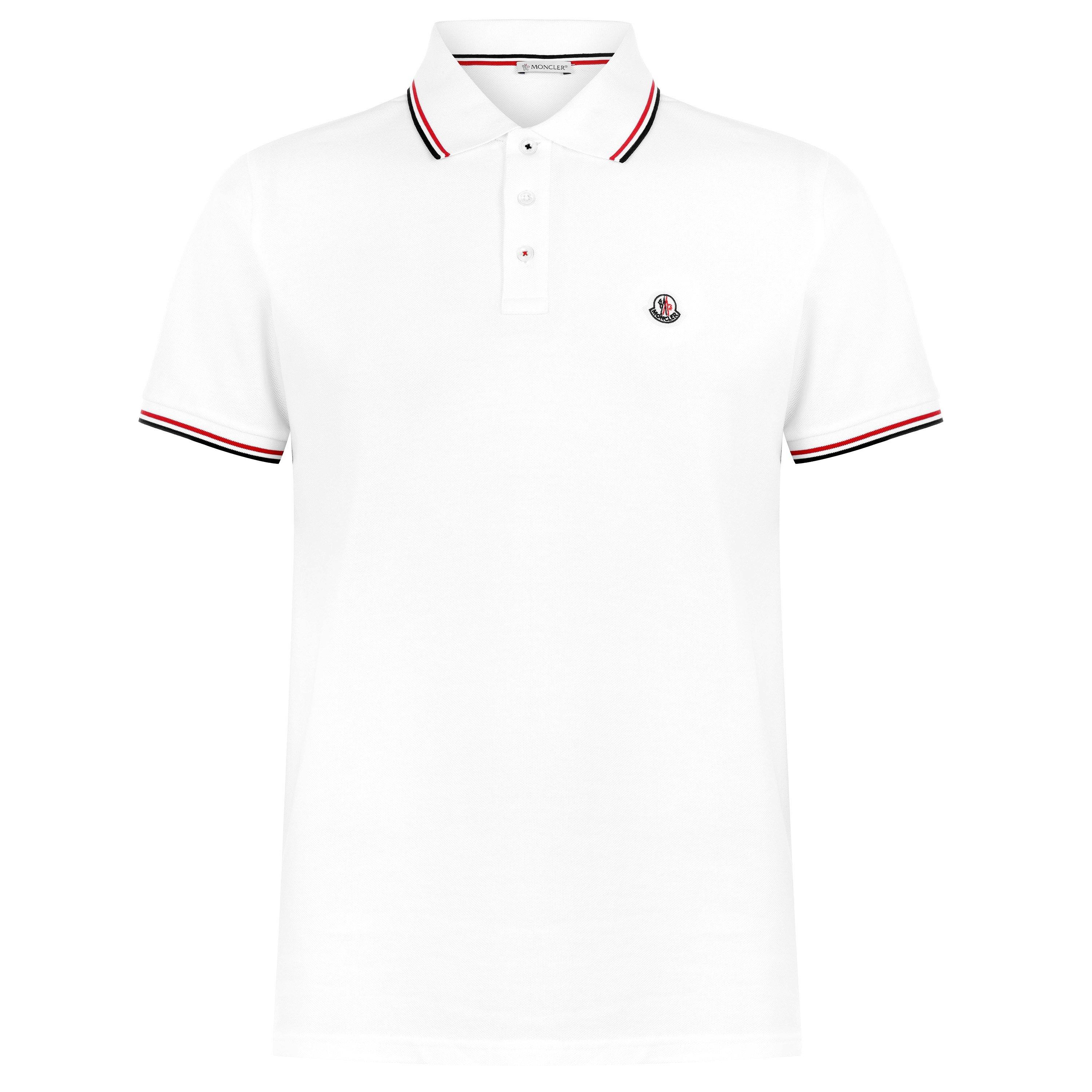 White 001 - Moncler - Men's Logo Cotton Maglia Polo Shirt - 7
